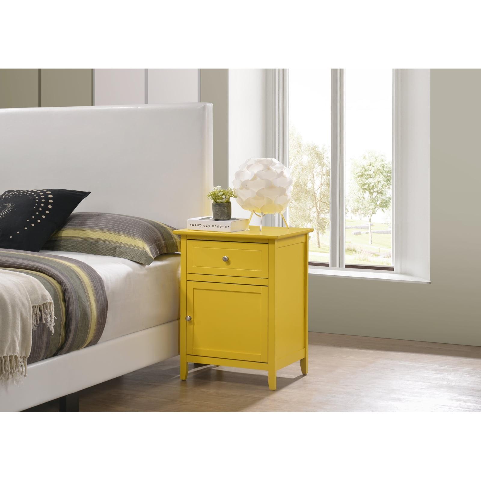 CoSoTower Modern Yellow Wood Veneer Nightstand with Storage