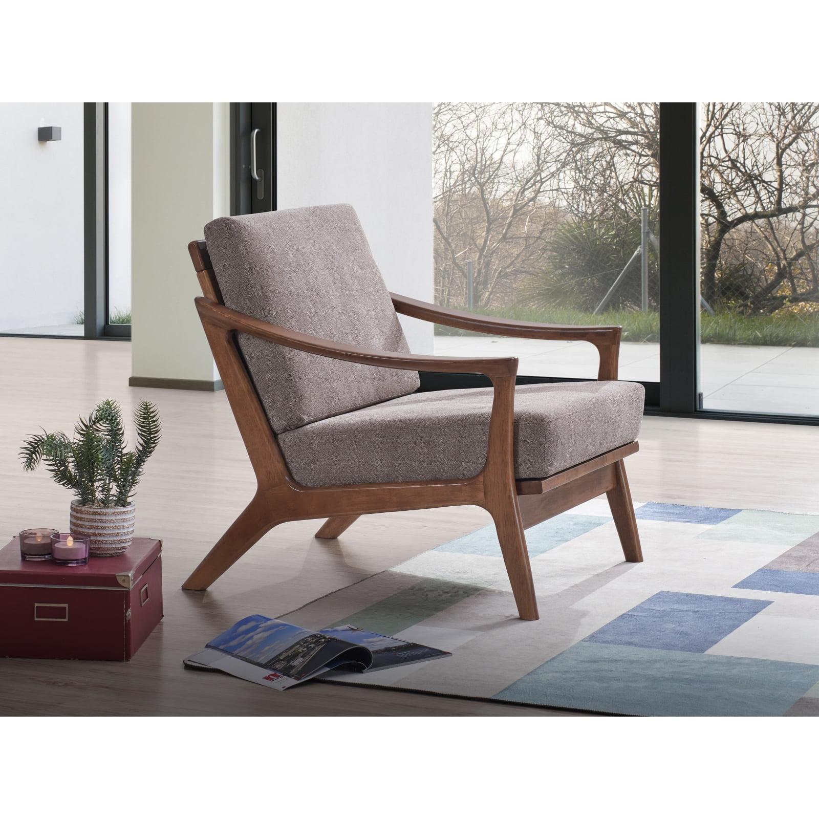 31" Lide Accent Chair Light Brown Fabric/Brown Finish - Acme Furniture: Cotton Upholstery, Wood Frame, No Assembly Required