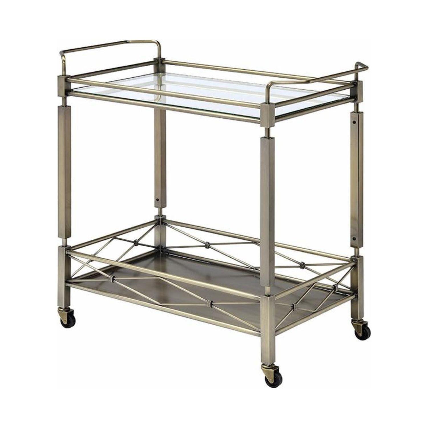 Matiesen Antique Gold and Clear Glass Serving Cart