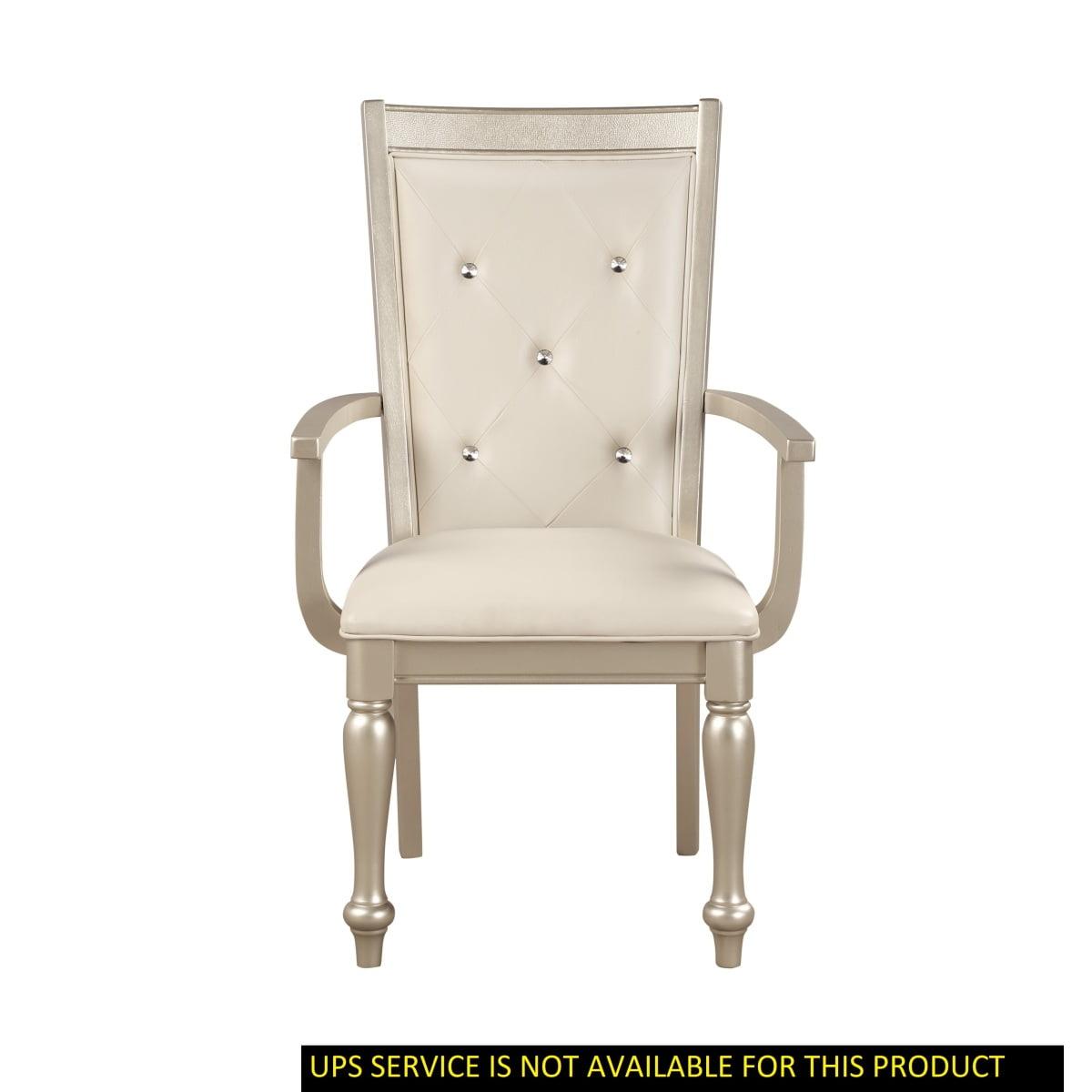 Corrigan Studio® Modern Arm Chairs 2Pc Set Crystal Button-Tufted Chair Traditional Design Dining Room Furniture Upholstered Seat Back