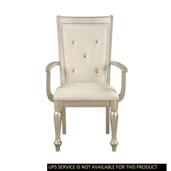 Corrigan Studio® Modern Arm Chairs 2Pc Set Crystal Button-Tufted Chair Traditional Design Dining Room Furniture Upholstered Seat Back