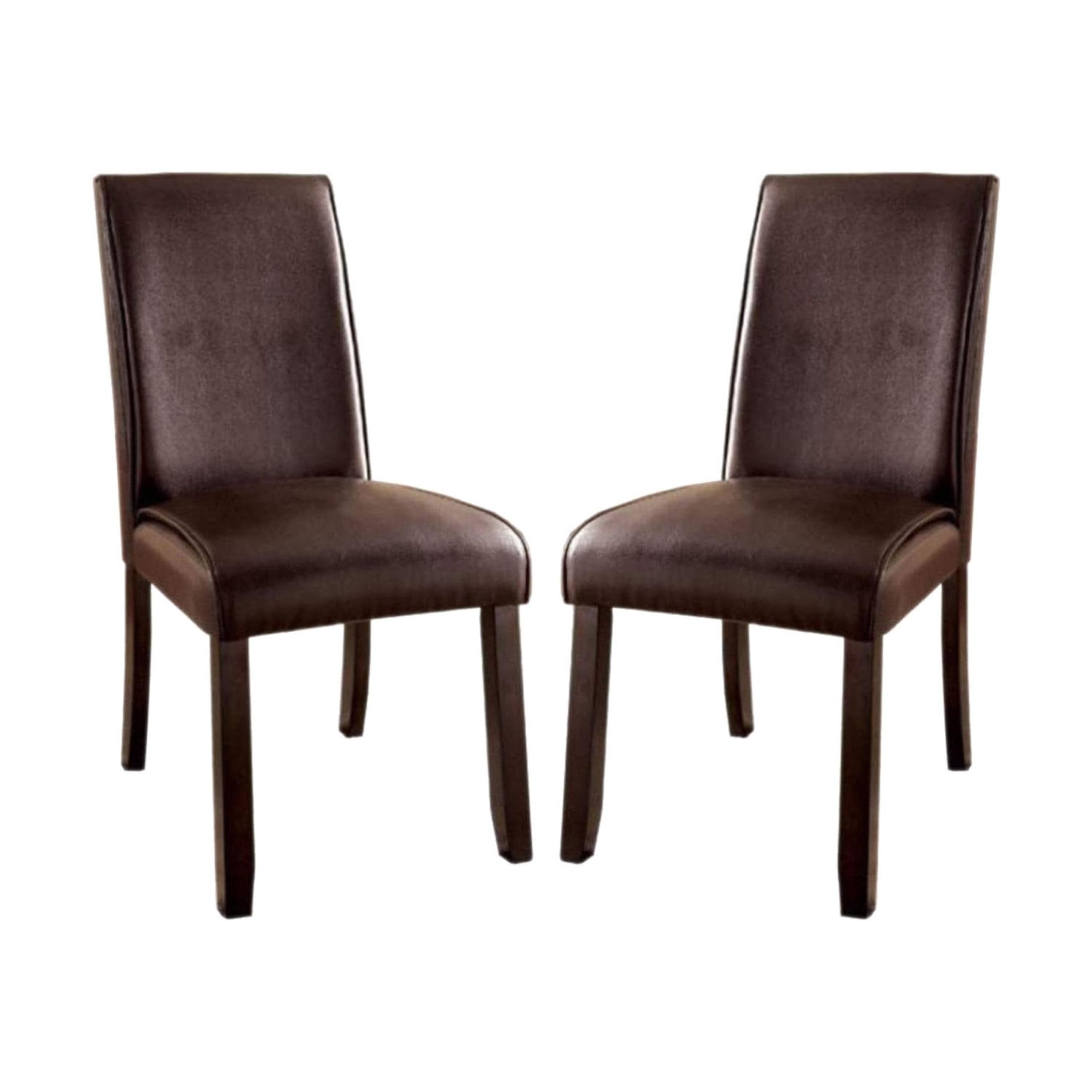 Luxurious Brown Faux Leather Parsons Side Chair Set