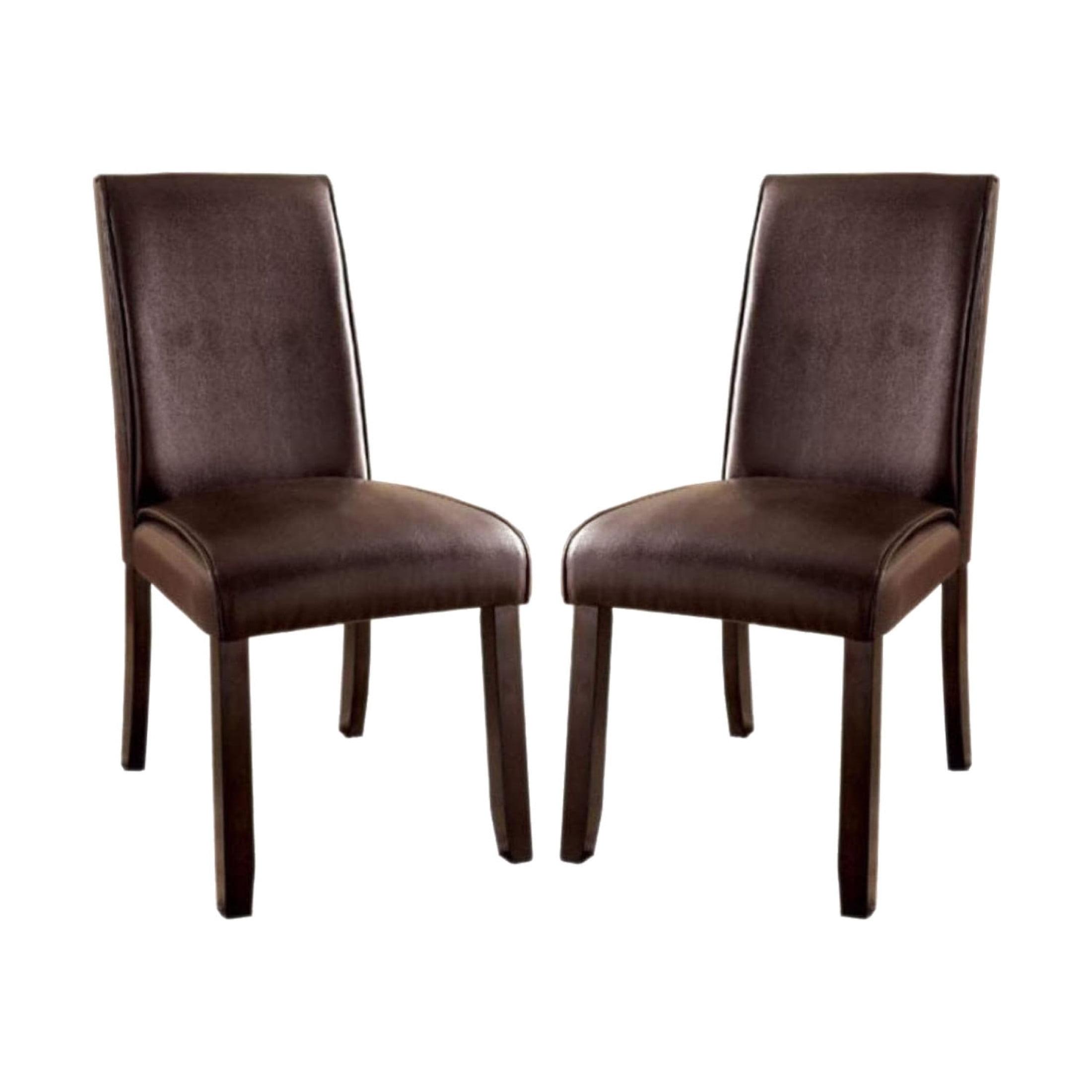 Miekor Furniture Set of 2 Leatherette Padded Side Chairs in Dark Walnut Finish W4US6817