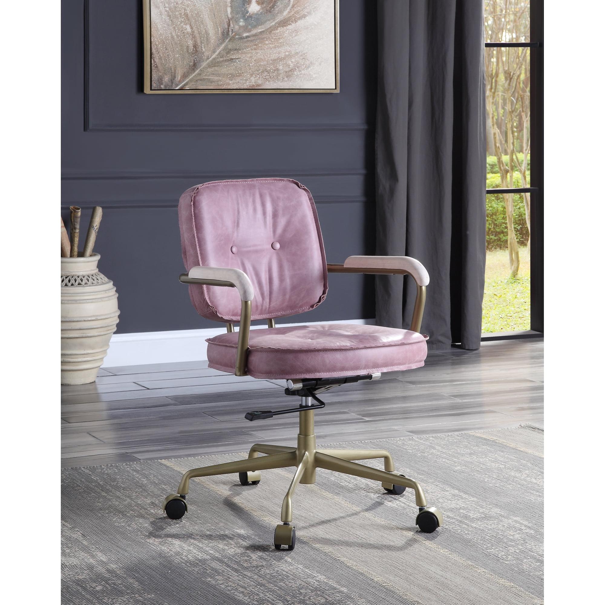 25" Siecross Grain Leather Reclining Accent Chair Pink - Acme Furniture: Swivel, Metal Frame, No Assembly