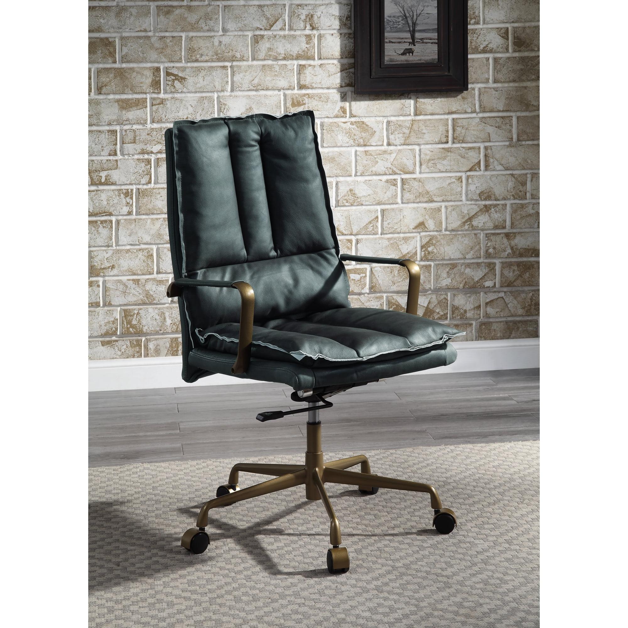 Luxurious Dark Green Top Grain Leather Executive Swivel Chair