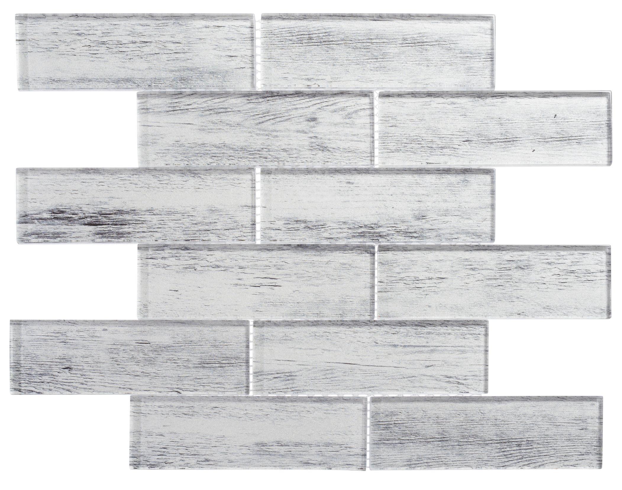 Andova Migdal 2'' x 6'' Glass Brick Joint Mosaic Kitchen Backsplash, Bathroom, Shower, Wall and Floor Tile