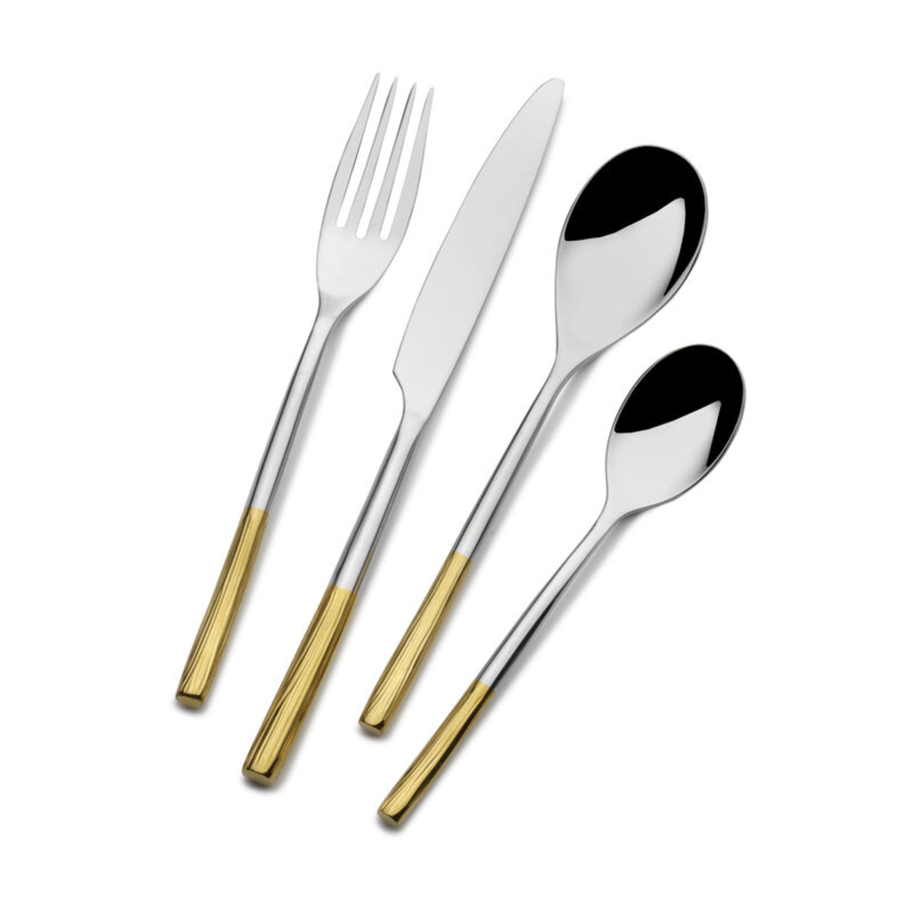 Duval Gold 16-Piece Textured Stainless Steel Flatware Set