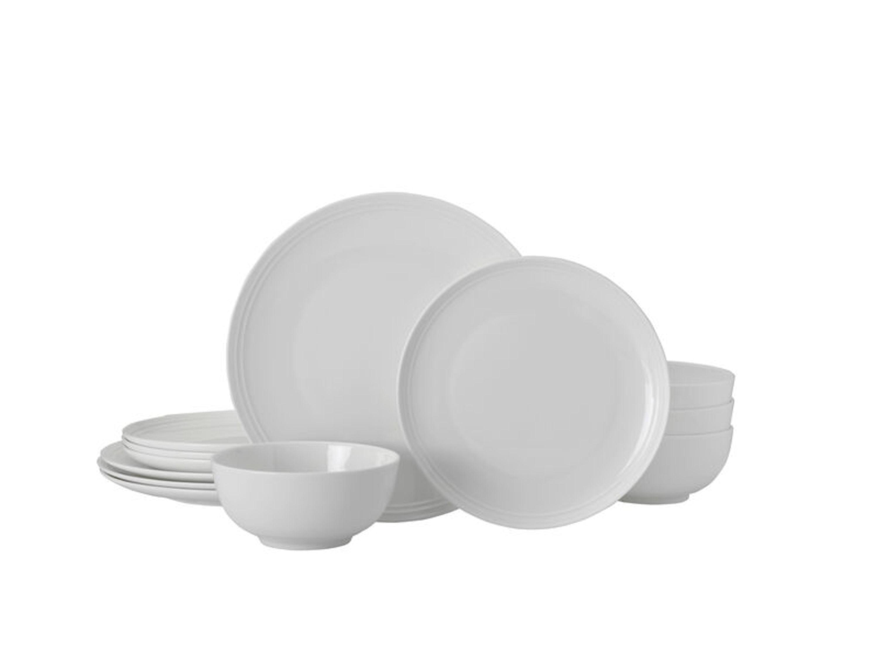 Kyler White Porcelain 12-Piece Dinnerware Set, Service for 4