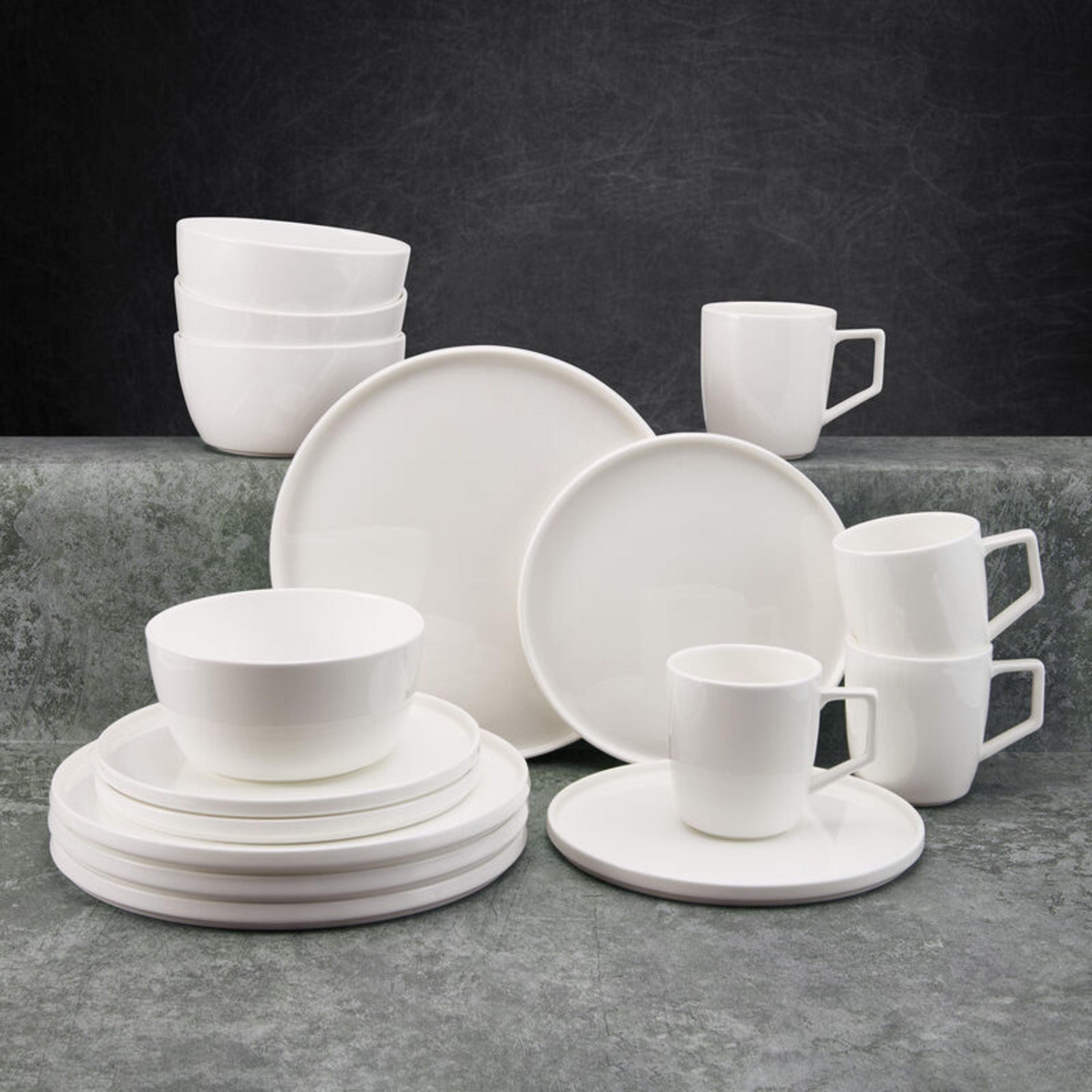 Mikasa Sloane 16-Piece Lightweight Chip-Resistant Bone China Dinnerware Set, Service for 4