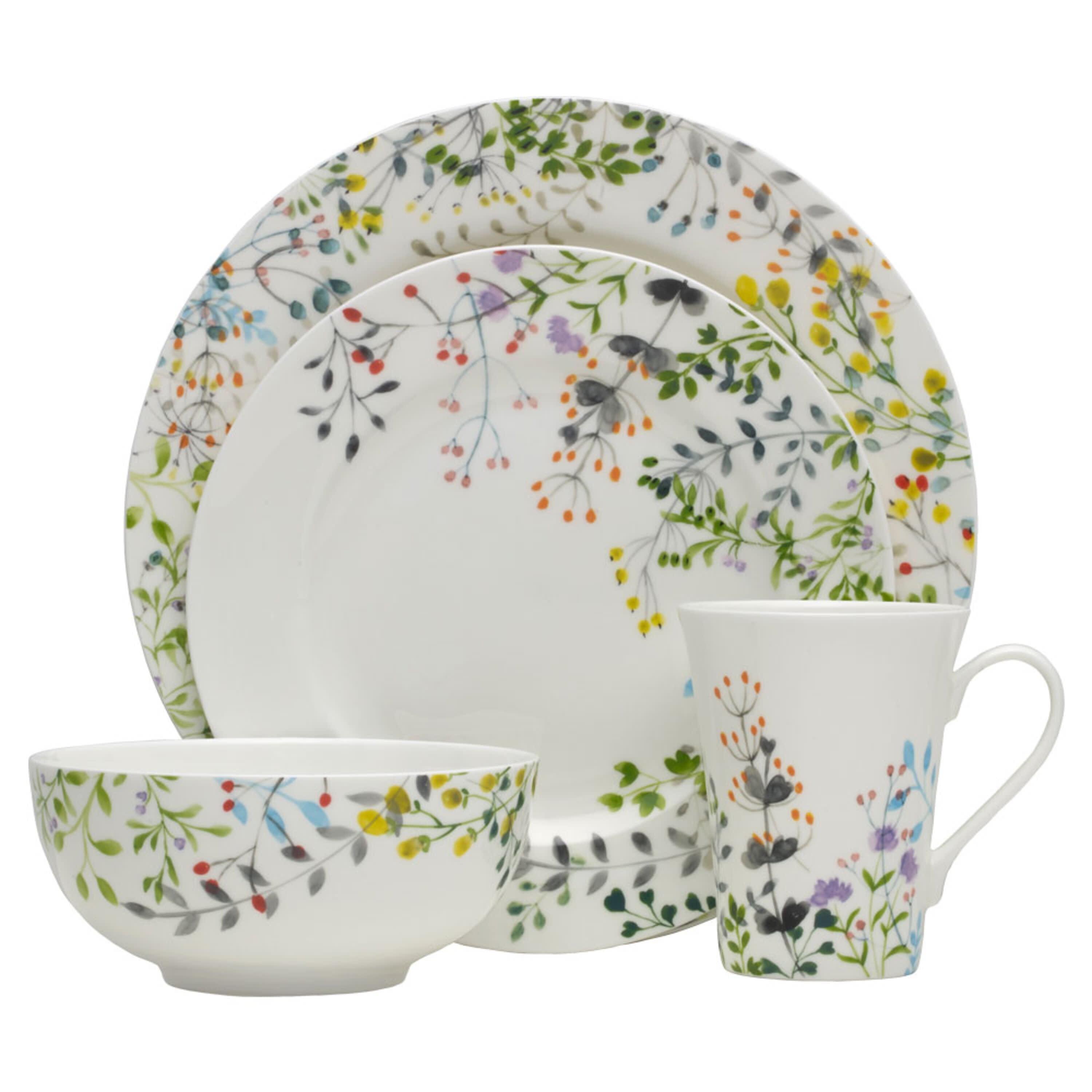 Tivoli Garden White Porcelain 16-Piece Dinnerware Set