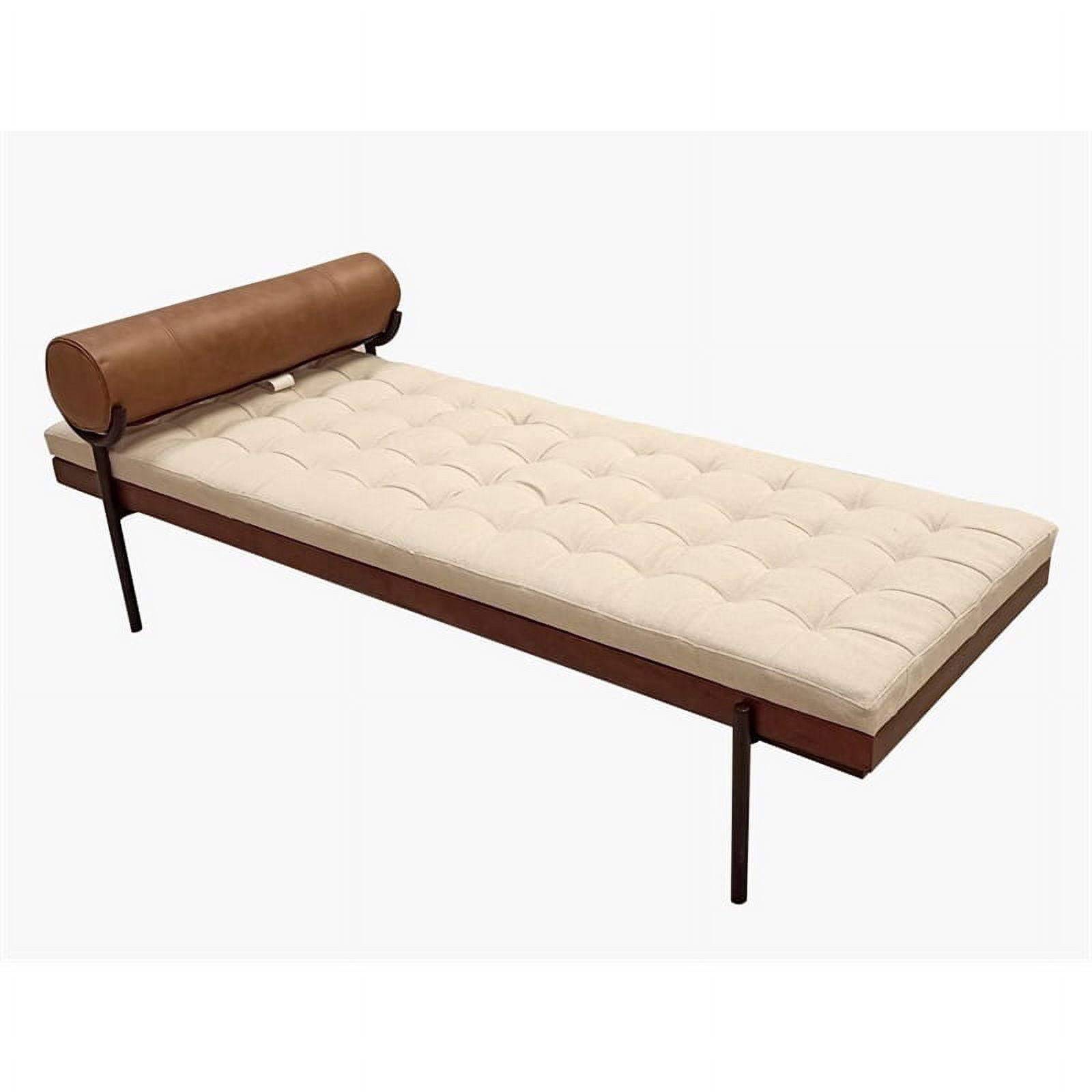 Mikayla Transitional Solid Mango Wood Daybed with Leather Pillow