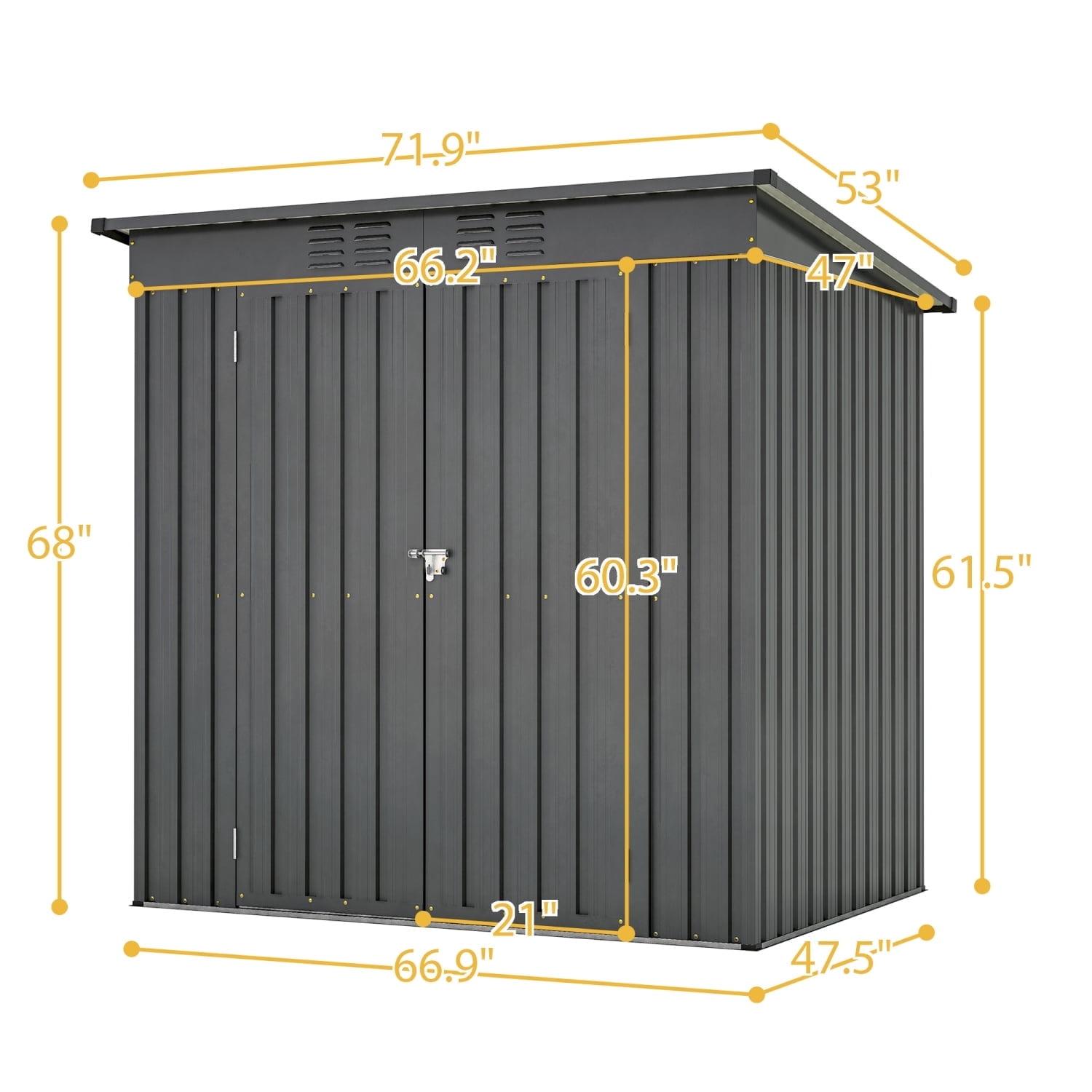 6X4 FT Outdoor Storage Shed, Waterproof Metal Garden Sheds with Lockable Door, Steel Tool Storage Buildings Shed & Outdoor Storage House for Garden, Backyard, Patio, Lawn, Trash Cans(Black)