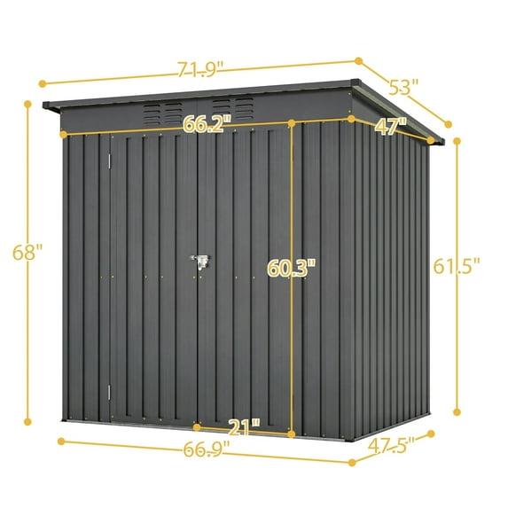 6X4 FT Outdoor Storage Shed, Waterproof Metal Garden Sheds with Lockable Door, Steel Tool Storage Buildings Shed & Outdoor Storage House for Garden, Backyard, Patio, Lawn, Trash Cans(Black)