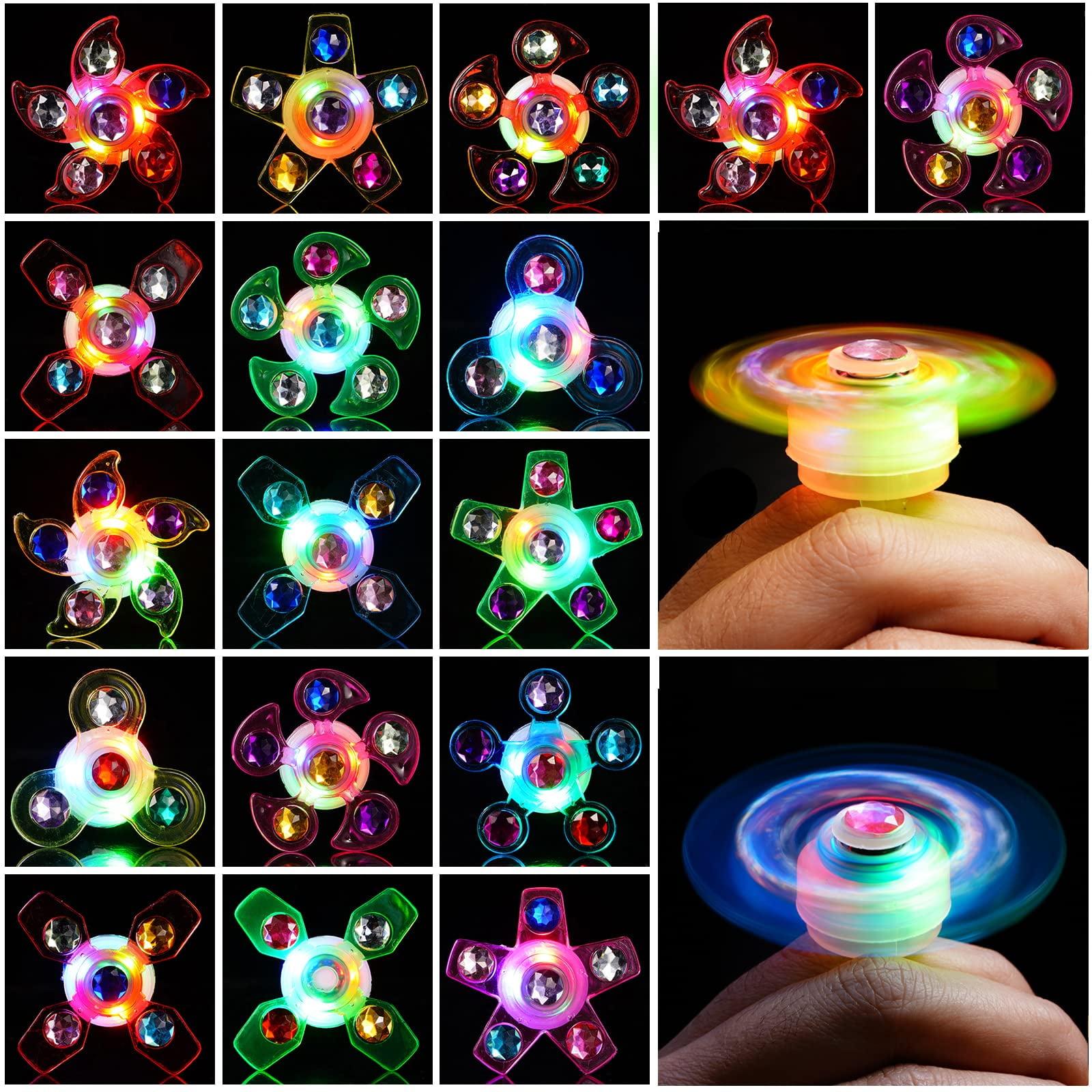 24 Pack LED Light Up Fidget Spinners Rings Party Favors for Kids, Christmas Party Favors Prizes Box Toys Birthday Gifts Goodie Bag Stuffers Glow in The Dark Party Supplies