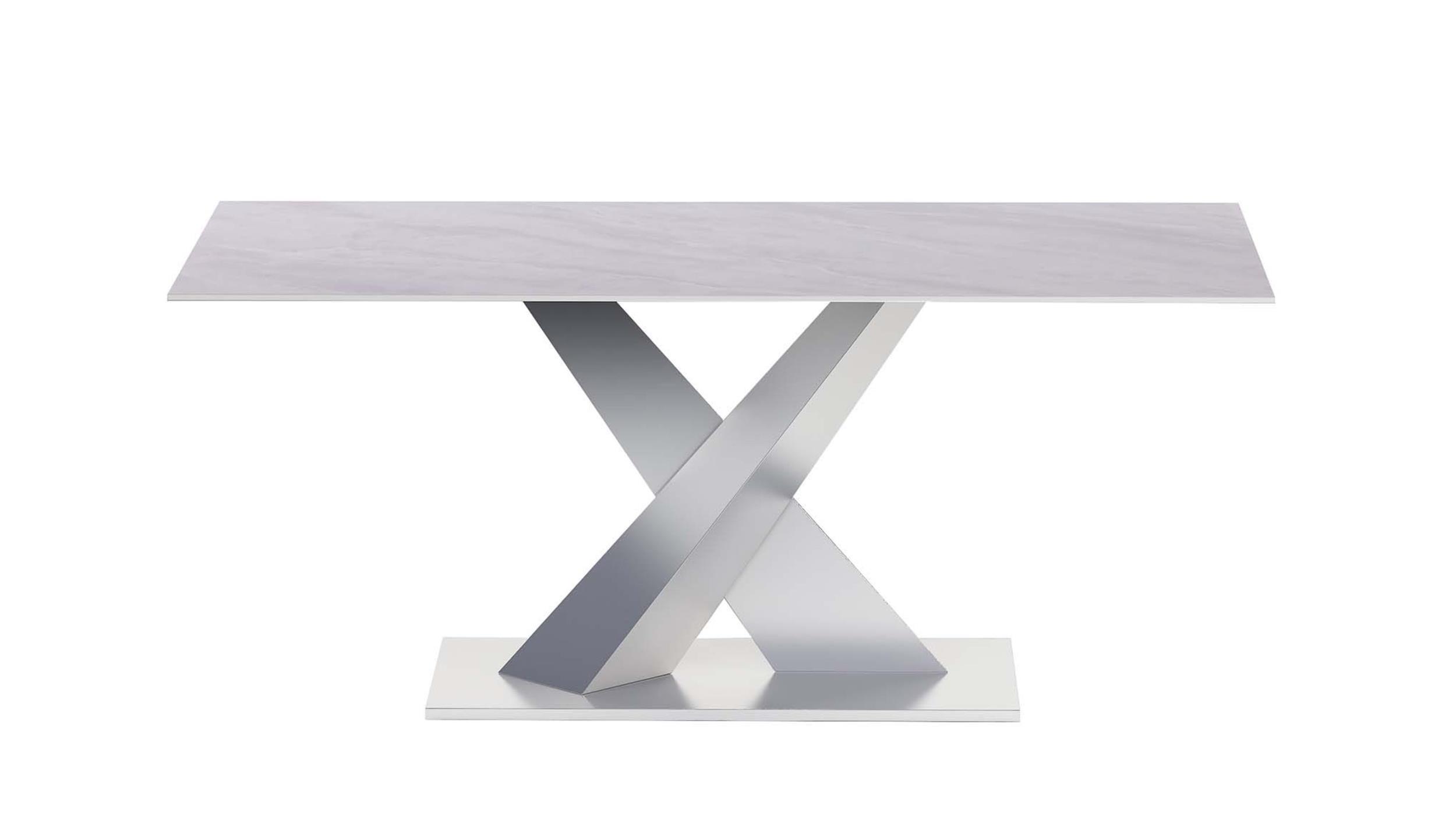 Chintaly Imports Jennifer Contemporary Sintered Stone Top Table w/ Steel Base
