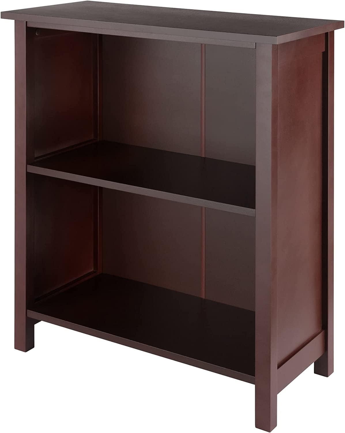 Transitional 3-Tier Medium Walnut Wooden Bookshelf for Kids