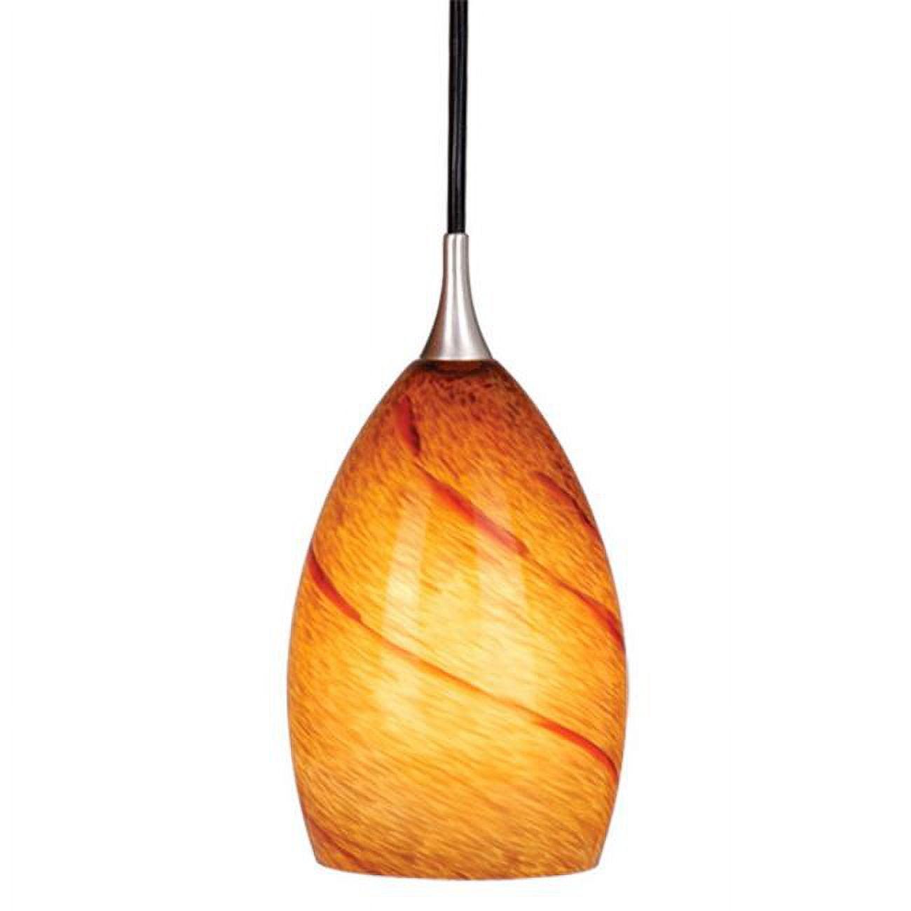 Contemporary Lava Swirl Glass Mini Pendant in Satin Nickel