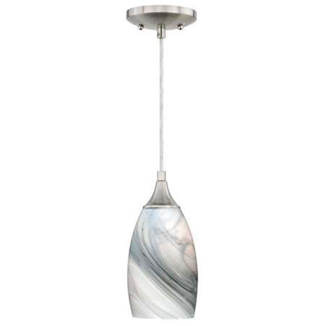 Milano Satin Nickel Mini Pendant with Marble Swirl Glass