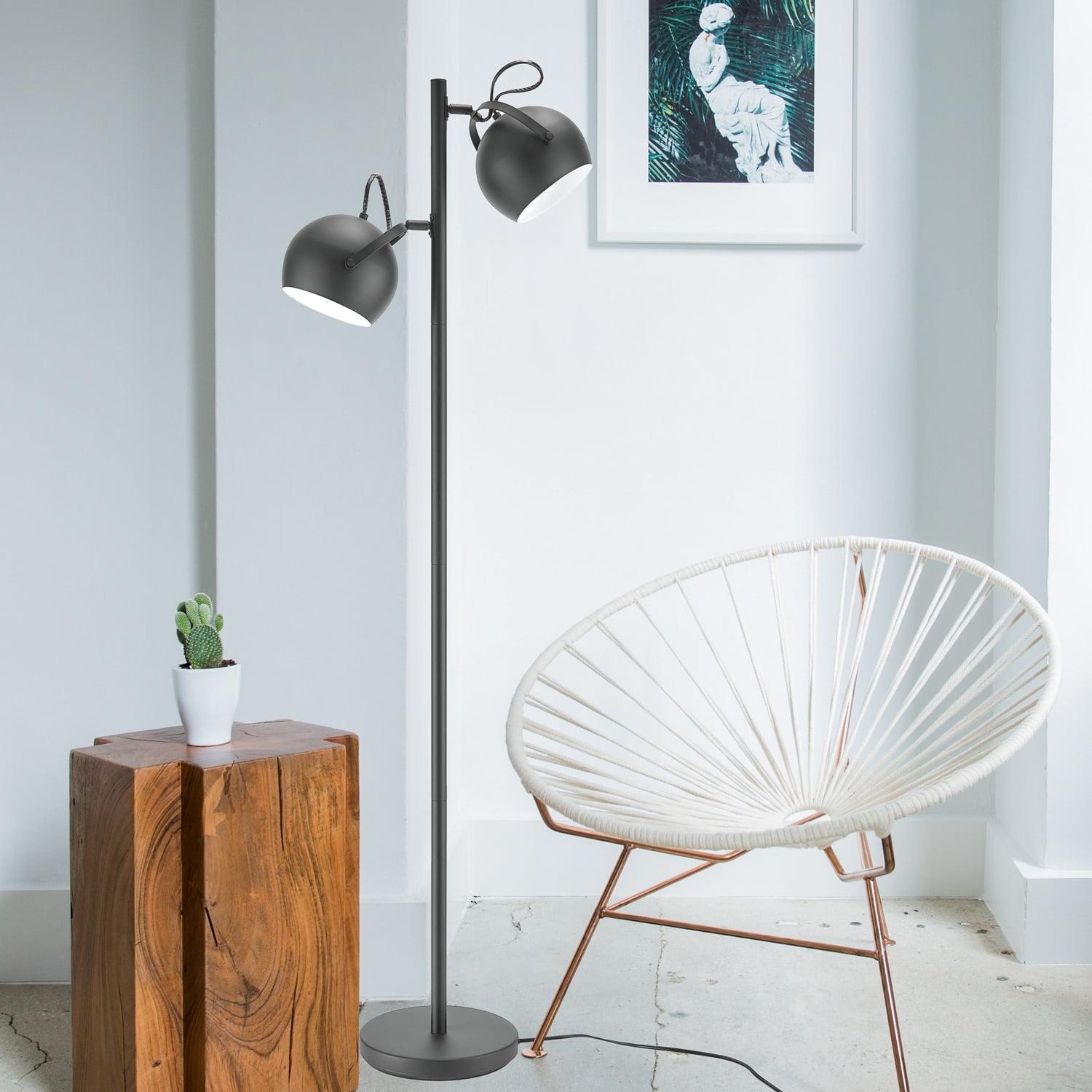 Miles 61" Matte Brass 2-Light Floor Lamp with In-Line On/Off Foot Switch
