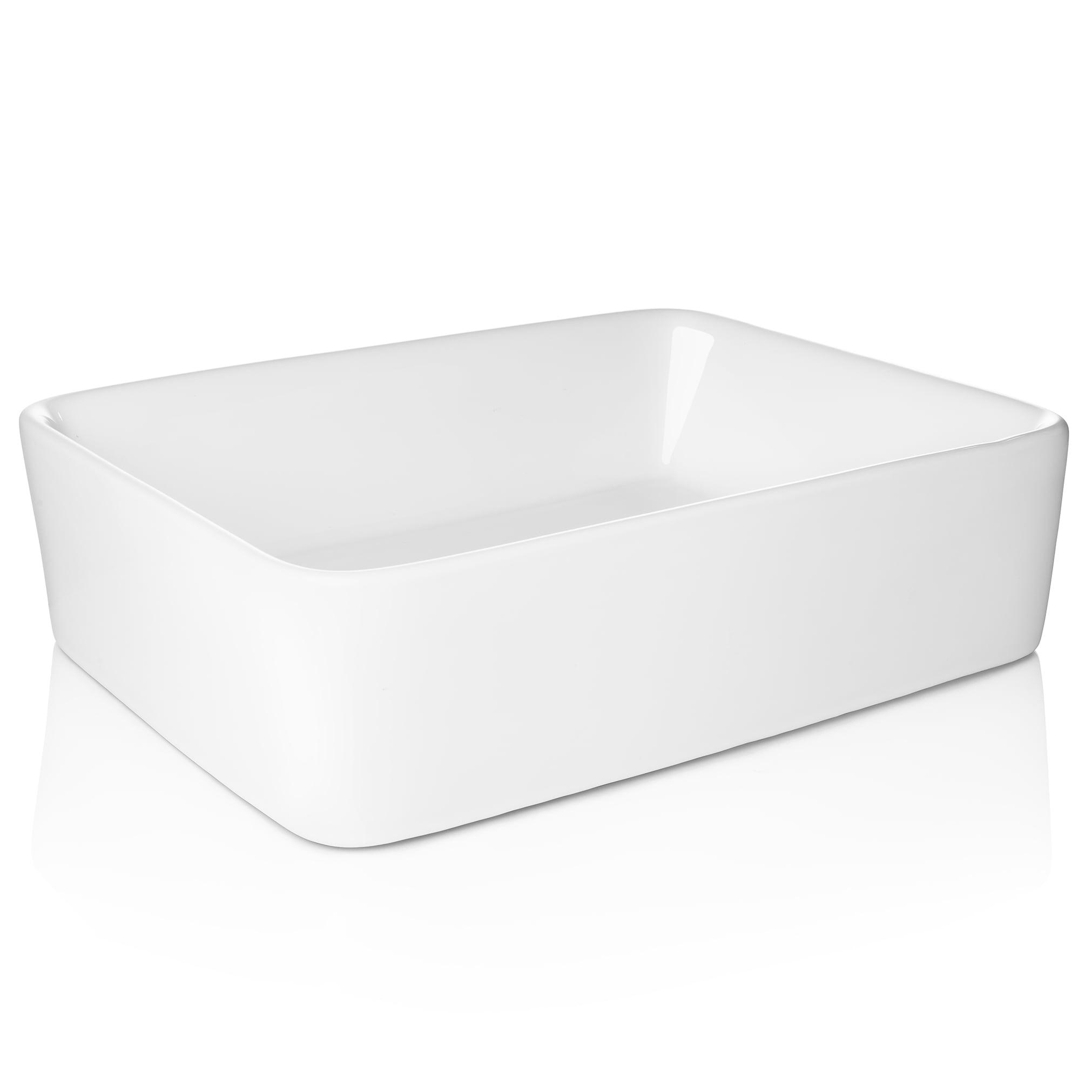 Miligore VESSEL-SK81 Miligore 15'' White Ceramic Rectangular Bathroom Sink