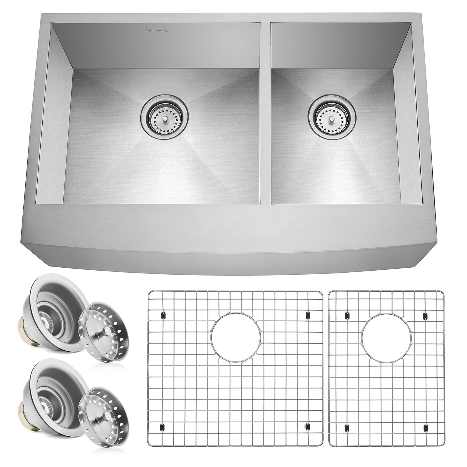 Miligore 37.5" Stainless Steel Double Bowl Farmhouse Sink