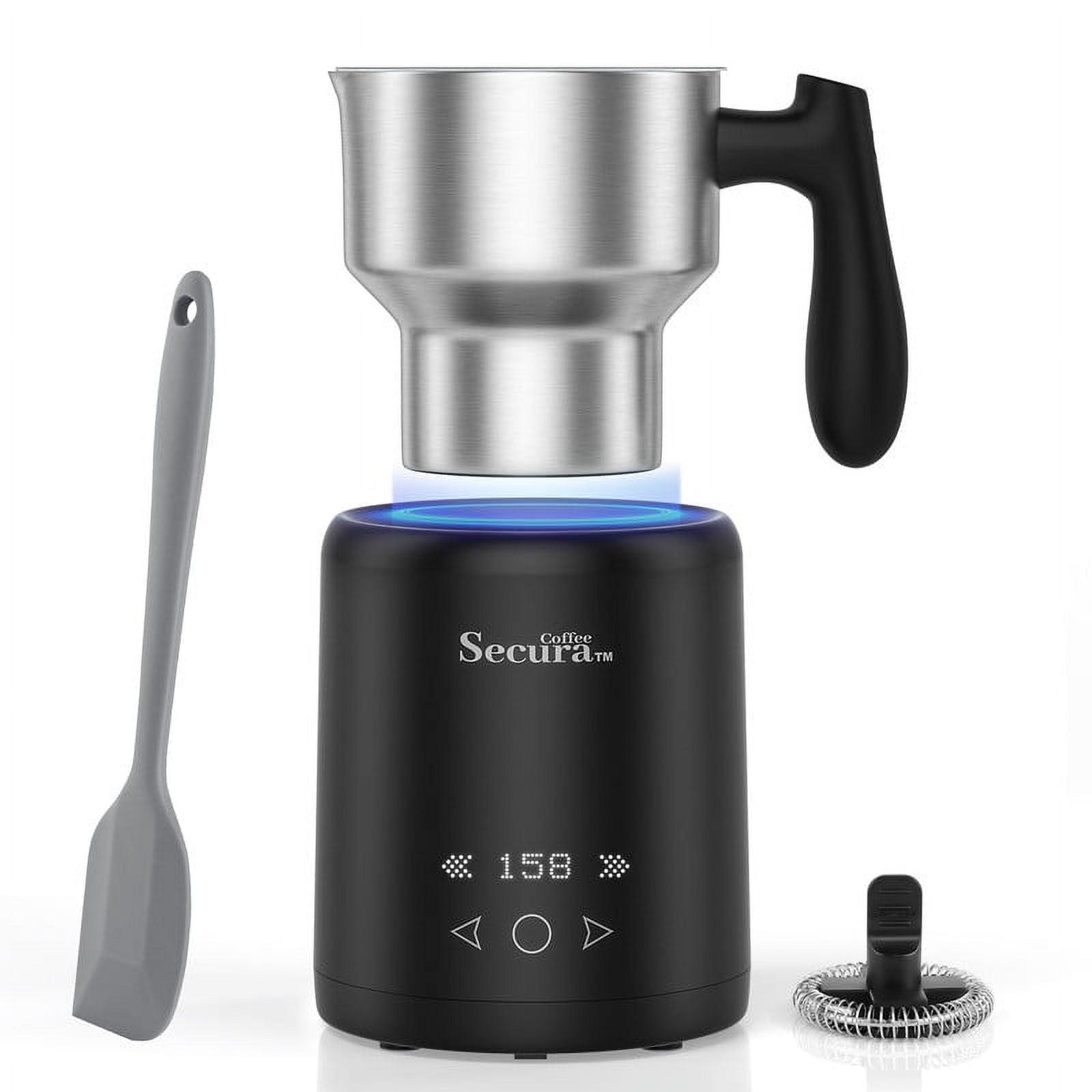 Secura Milk Frother, 5-IN-1 Electric Milk Steamer with Detachable Stainless Steel Jug Automatic Hot/Cold Foam & Hot Chocolate Maker with LED Touch Screen, Temperature Display, Induction Heating