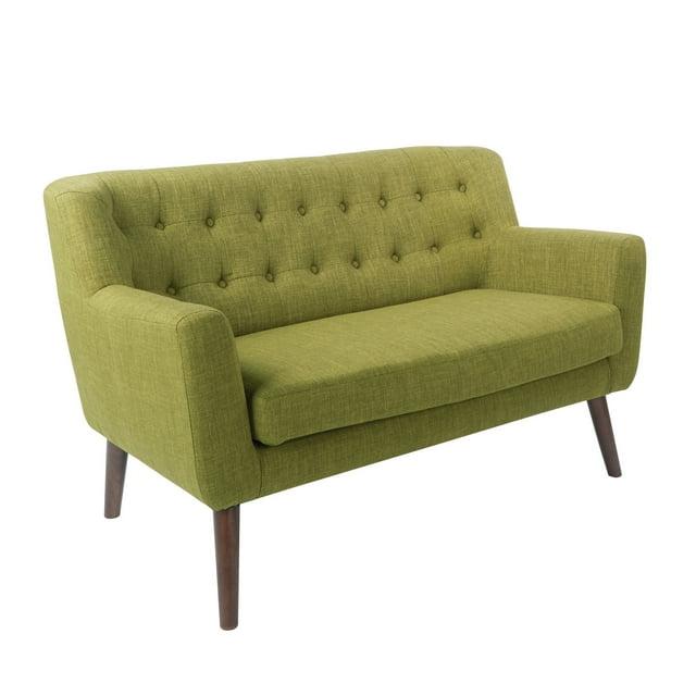 Mill Lane Loveseat in Green Fabric with Coffee Legs