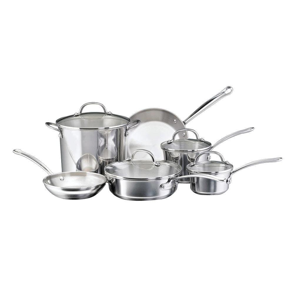 Millennium 10-Piece Stainless Steel Cookware Set with Glass Lids