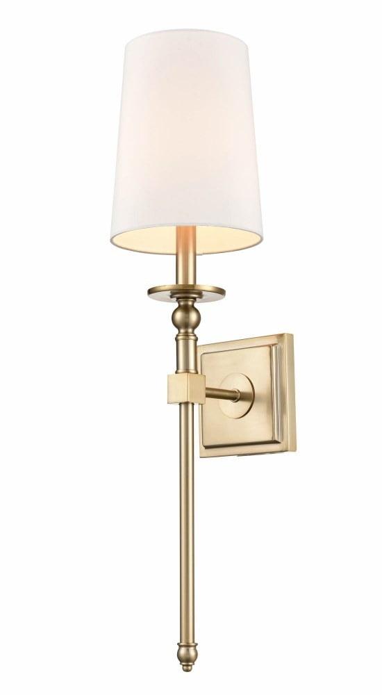 Modern Gold Metal Wall Sconce with White Shade