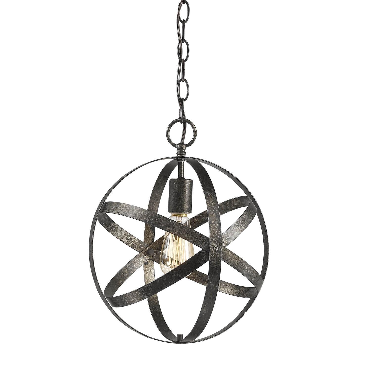 Elegant Globe Pendant Light in Antique Silver for Indoor/Outdoor