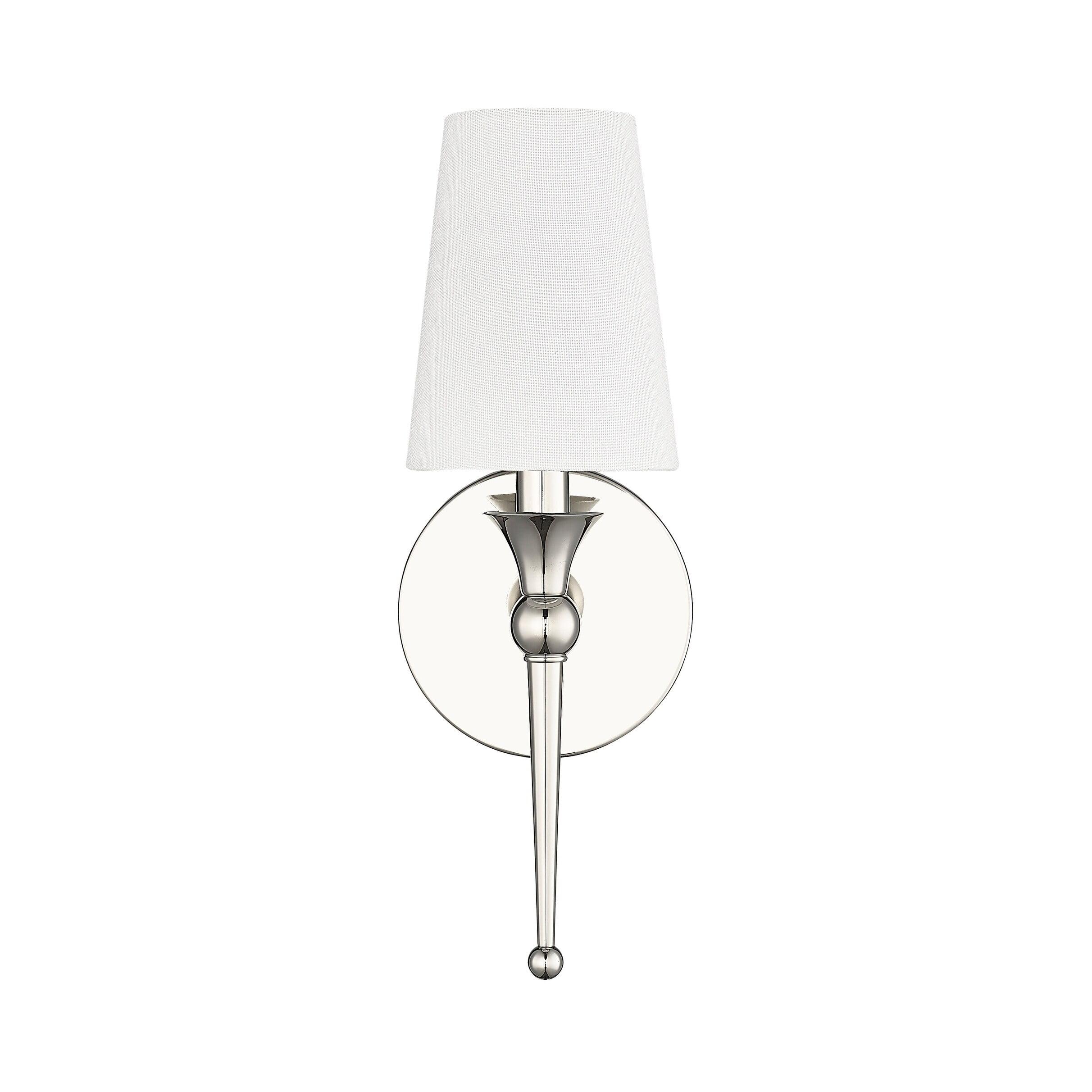 Polished Nickel 14" Direct Wired Wall Sconce with White Shade