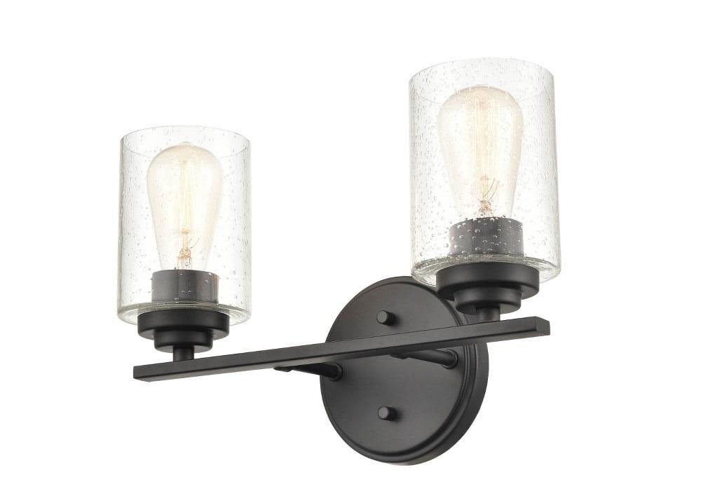 Matte Black Cylinder 2-Light Vanity Fixture