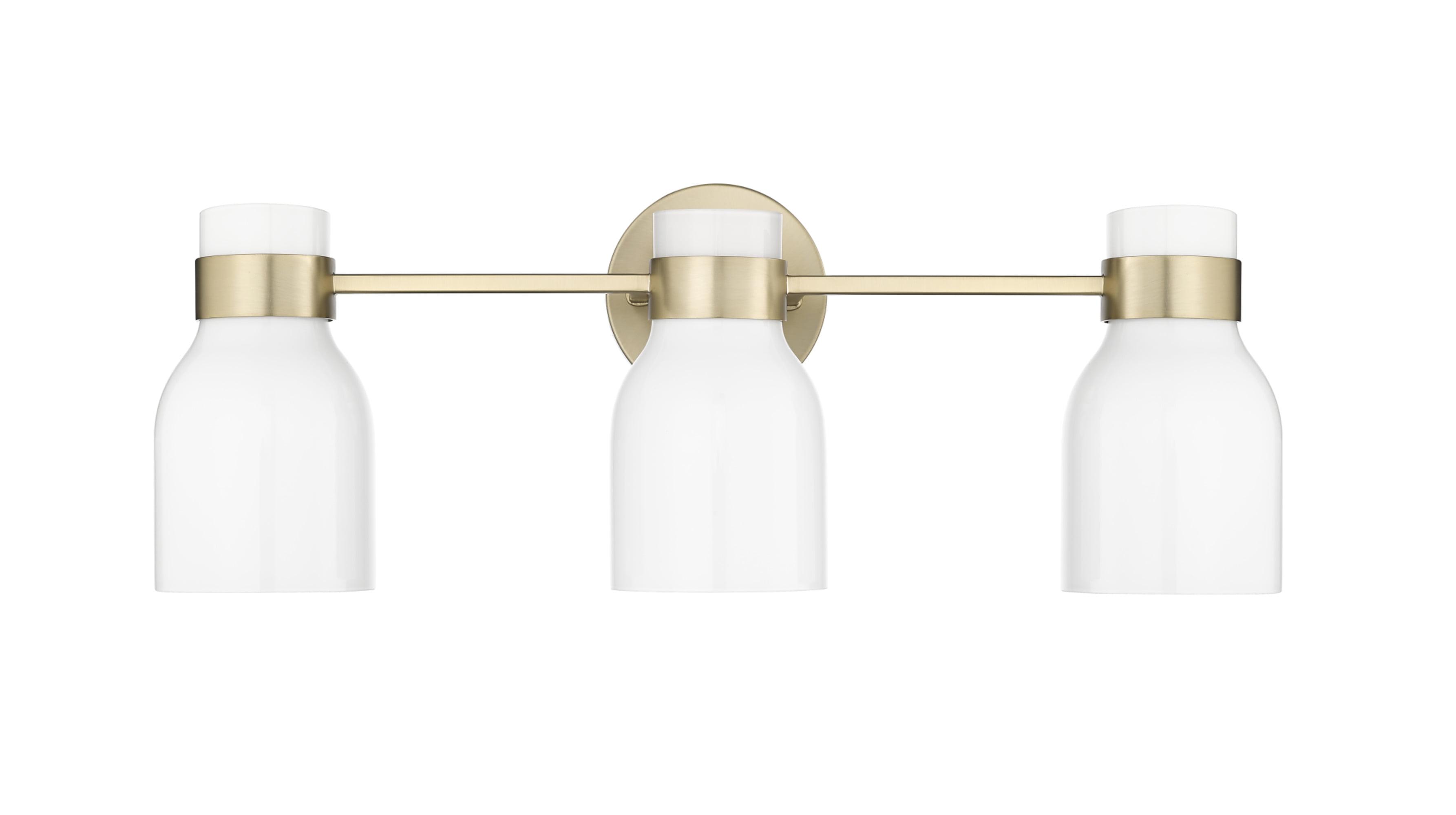 Modern Gold 3-Light Vanity with Frosted Glass Shades