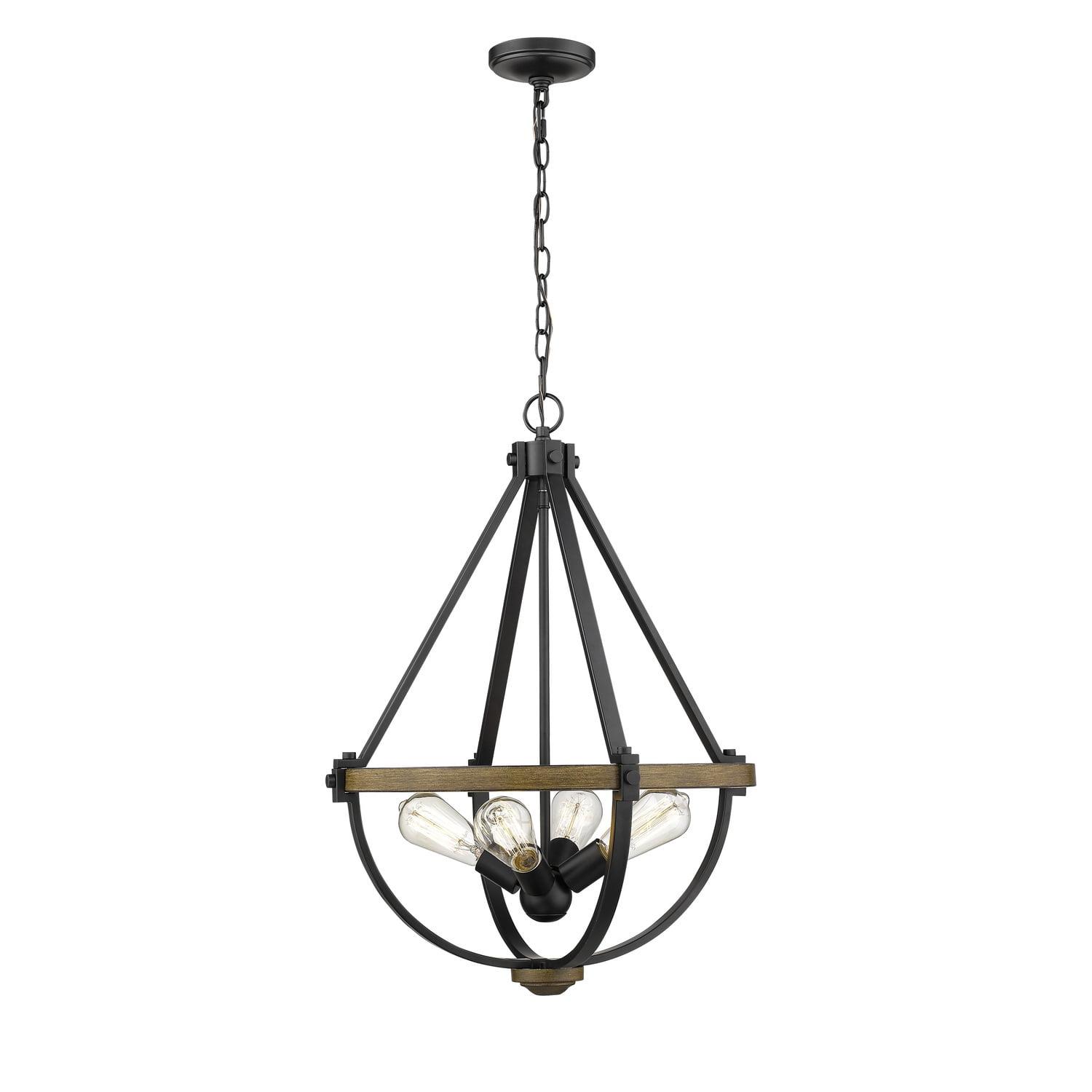 Ellijay Matte Black and Wood Tone 20" Island Pendant Light