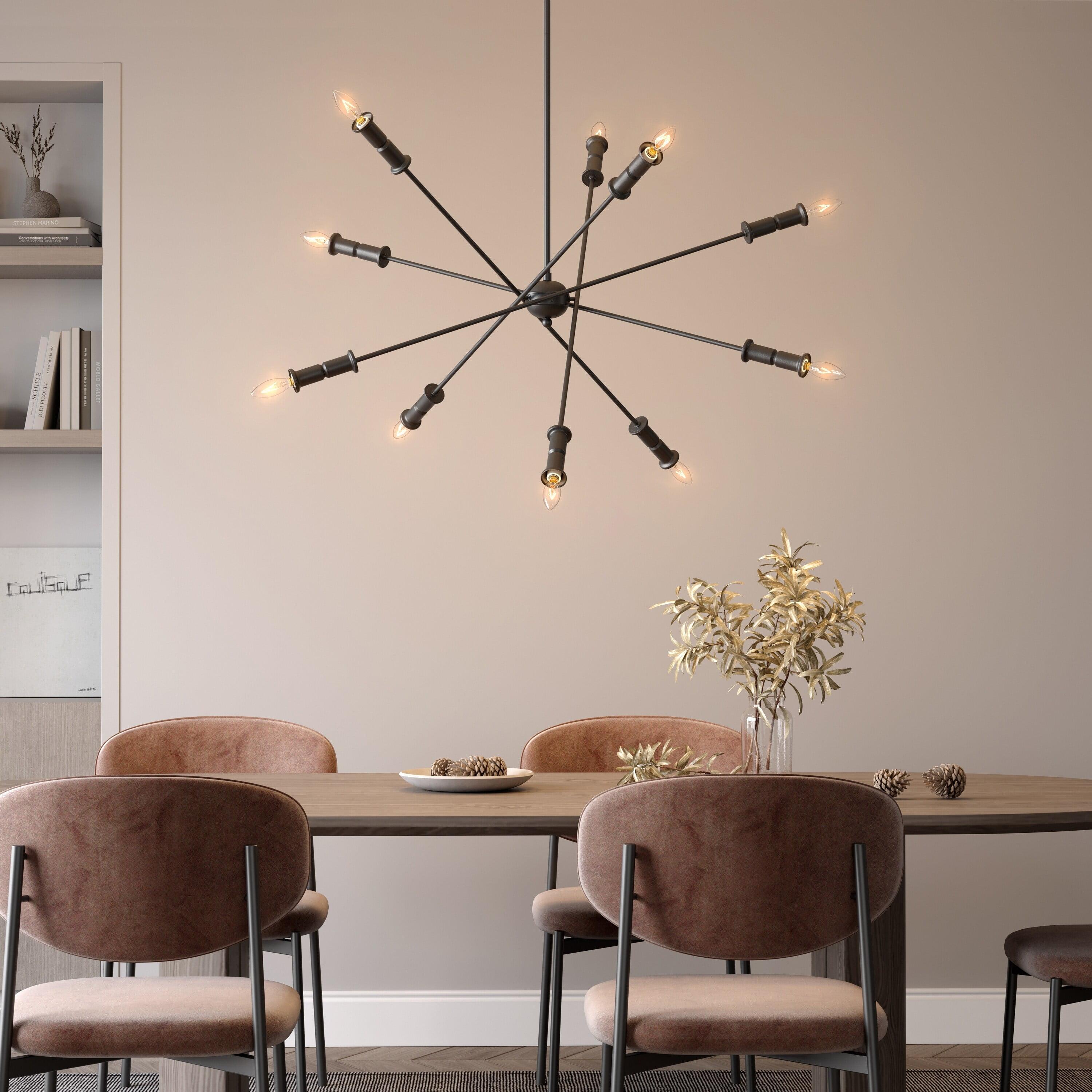 Matte Black 41" Sputnik Chandelier with 10 Lights