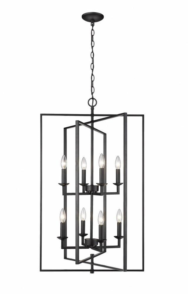 Nellis Matte Black 8-Light Geometric Pendant Chandelier