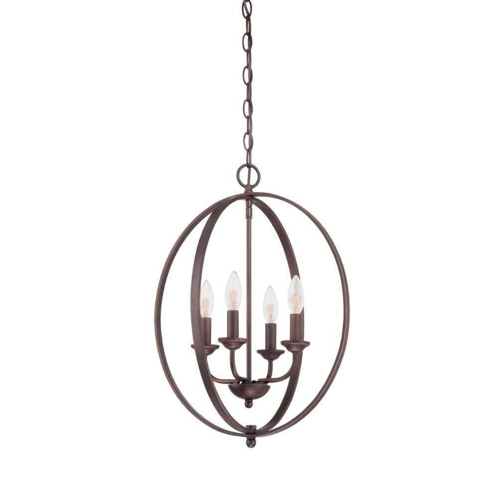 Elegant Rubbed Bronze Globe Pendant Light, 22.5" Tall