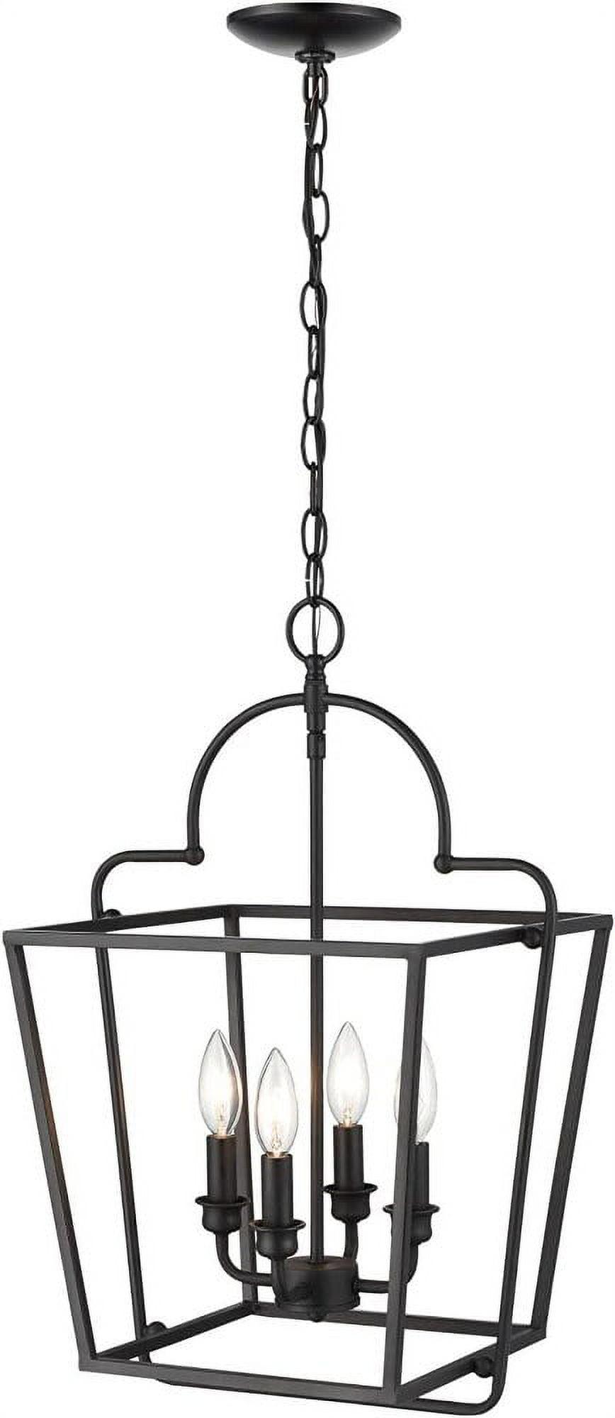 Matte Black Metal 4-Light Pendant - 22" Tall and 15" Wide