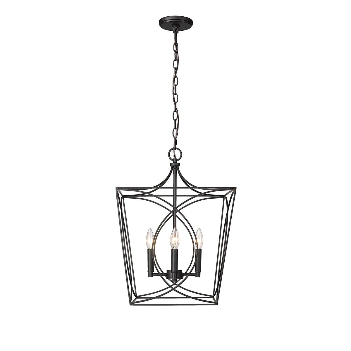 Tracy Matte Black 4-Light Incandescent Pendant Chandelier