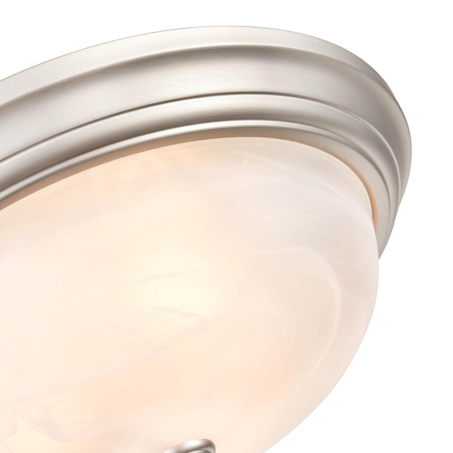 Sleek Satin Nickel 3-Light Indoor/Outdoor Flush Mount Bowl