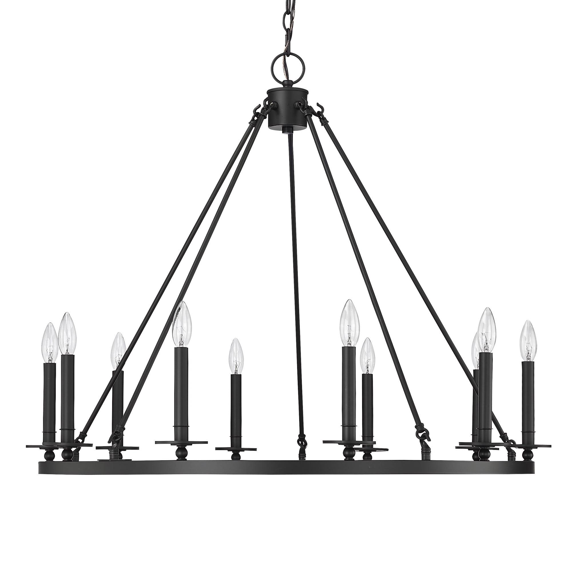 Matte Black 36" 10-Light Taper Candle Chandelier