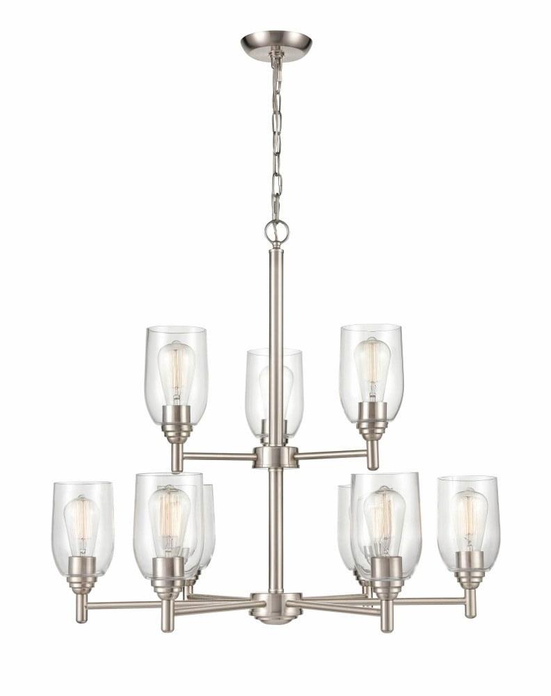 Arlett Brushed Nickel 9-Light Chandelier, 30" Wide