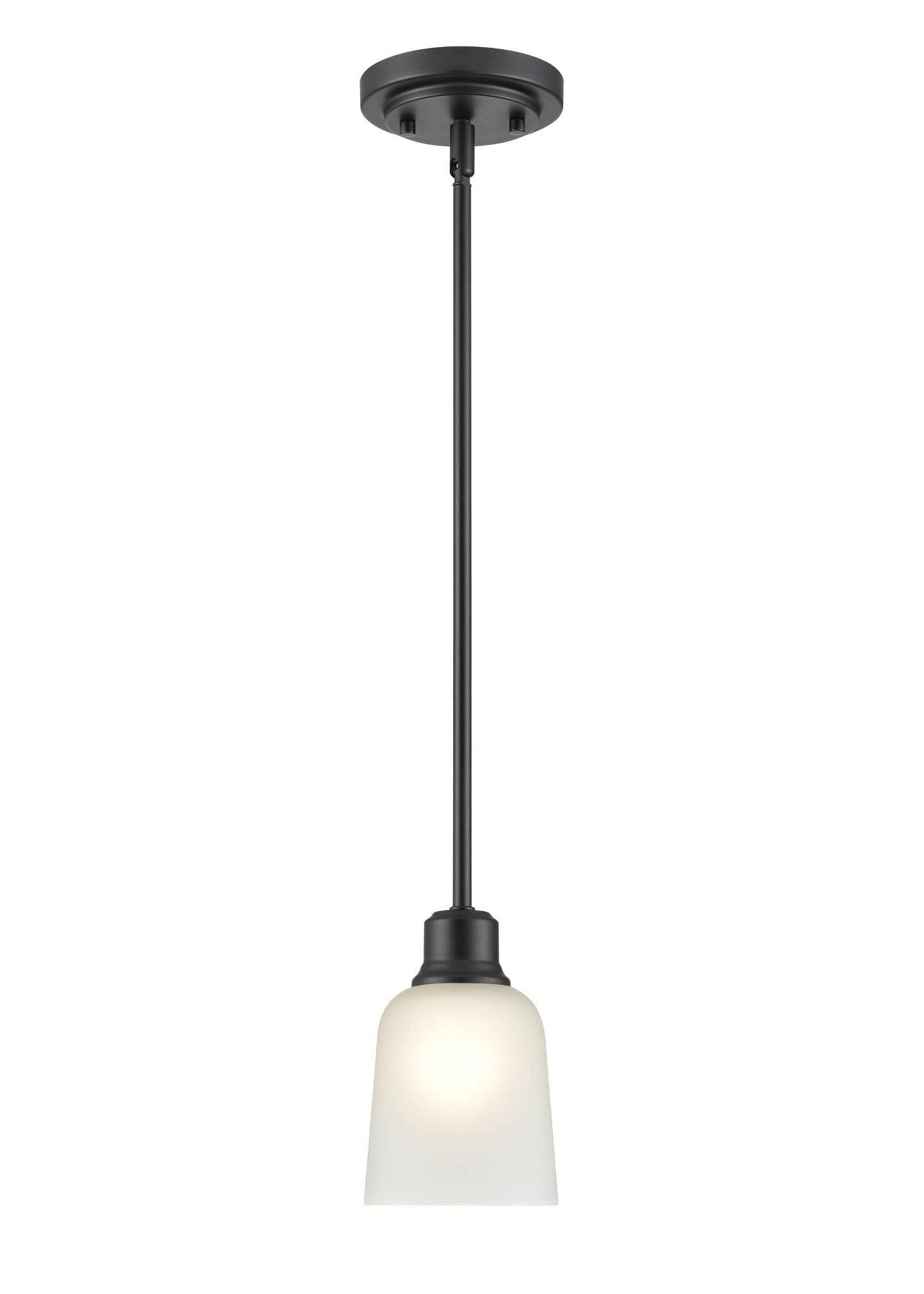 Millennium Lighting Amberle 1 Light Matte Black Pendant with White Glass