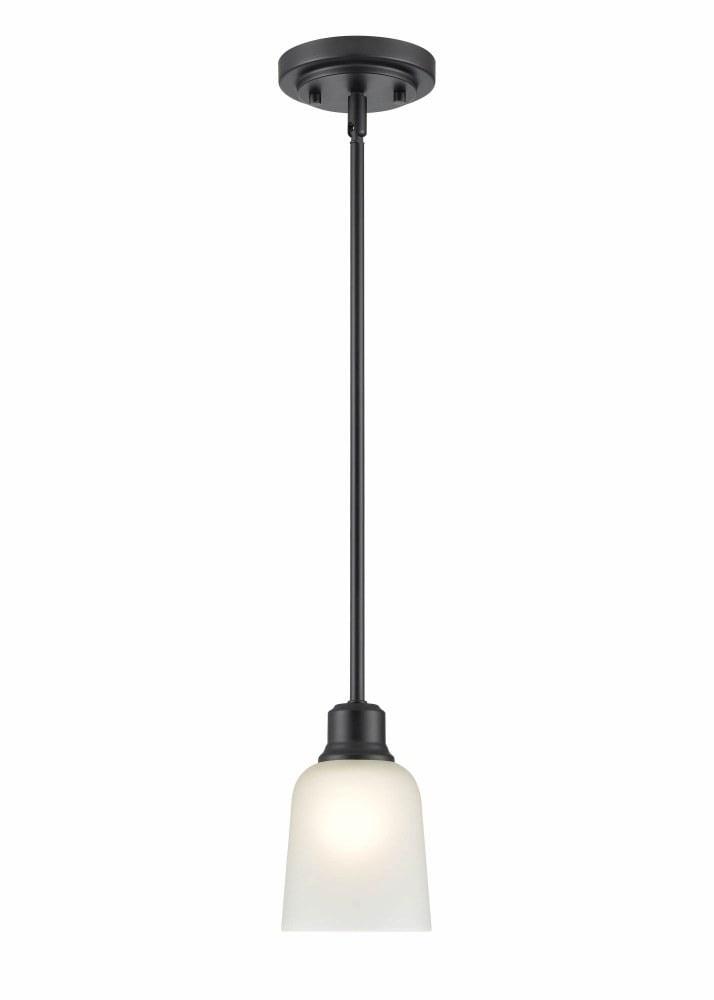 Amberle Matte Black Mini Pendant with White Glass