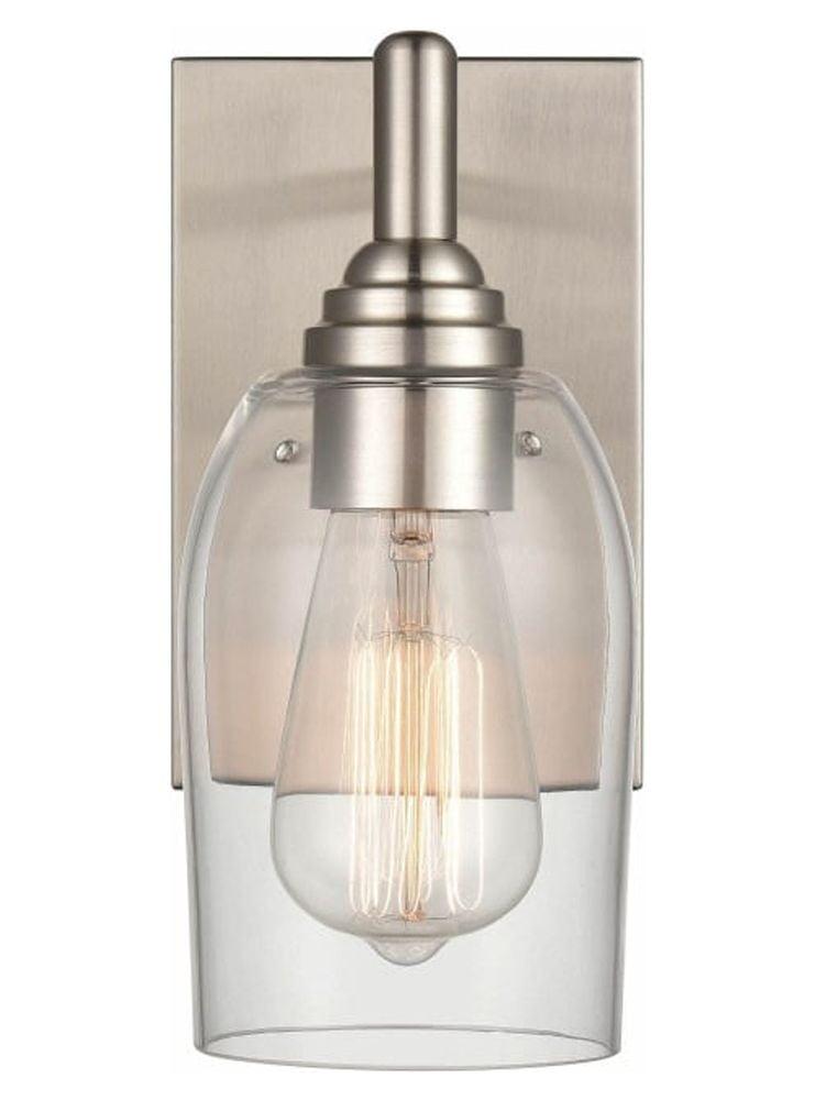 Brushed Nickel and Clear Glass Modern Wall Sconce