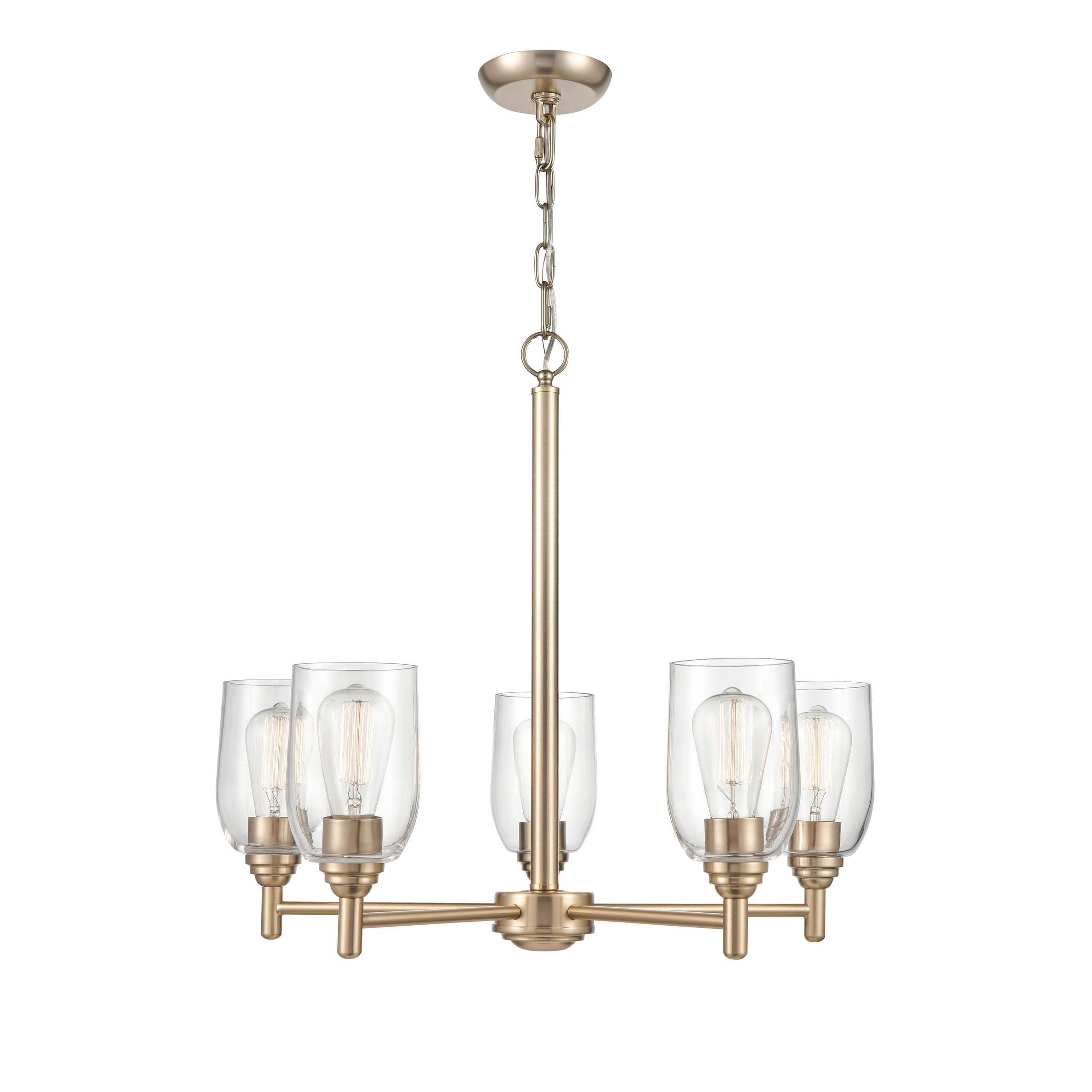 Arlett Modern Gold 5-Light Chandelier with Clear Glass Shades