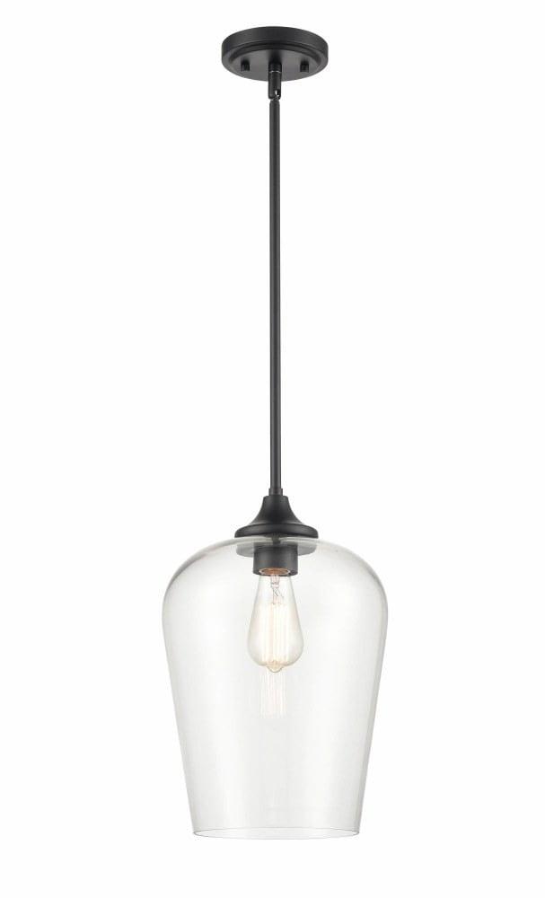 Ashford Mini-Pendant Light in Matte Black with Clear Glass Globe