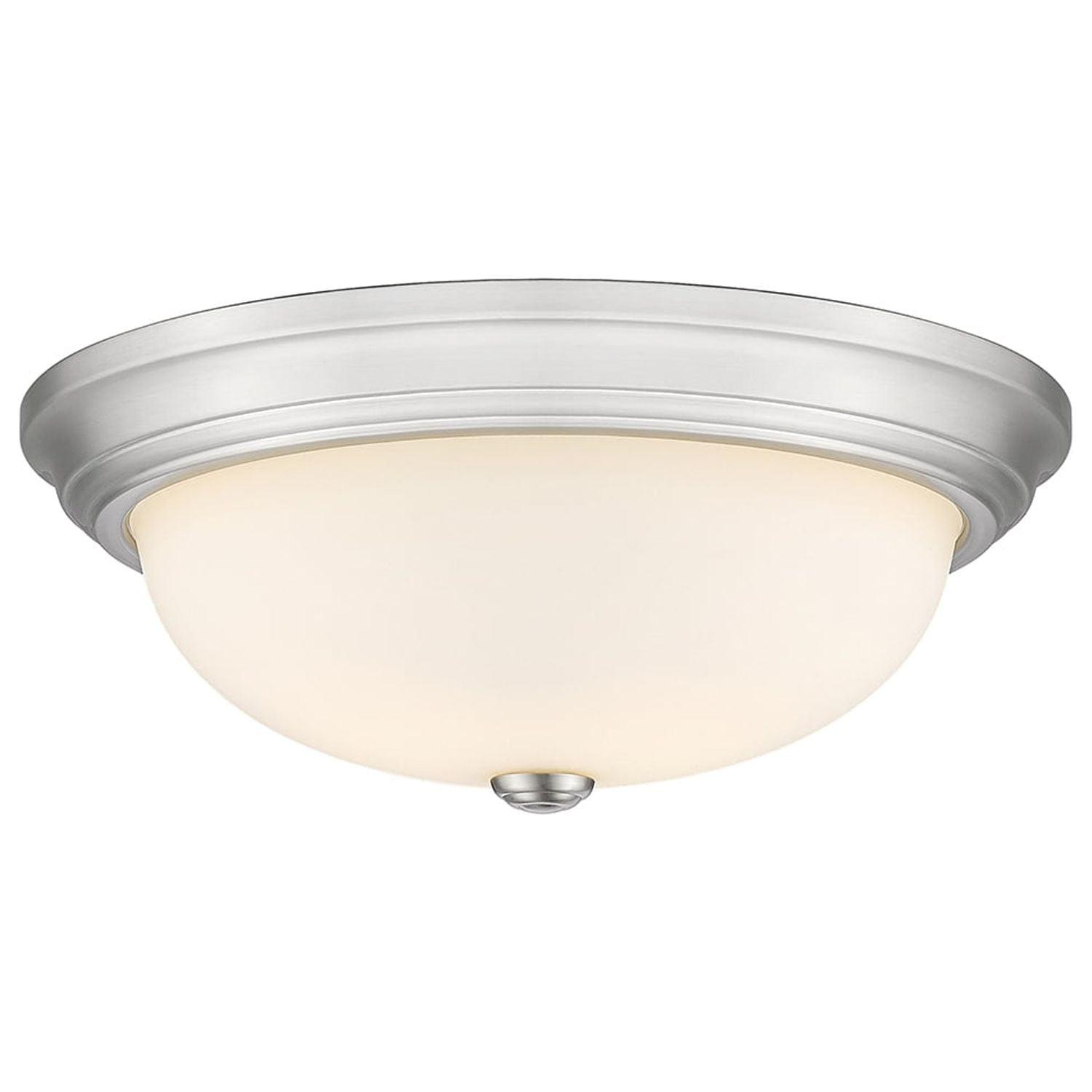 Elegant Brushed Nickel 15" Glass Bowl Flush Mount Light