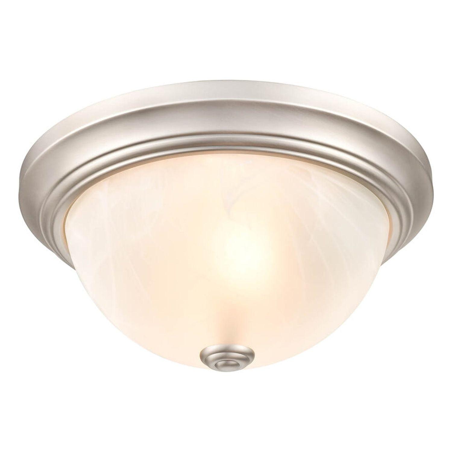 Sleek Satin Nickel 11" Glass Bowl Flush Mount Light