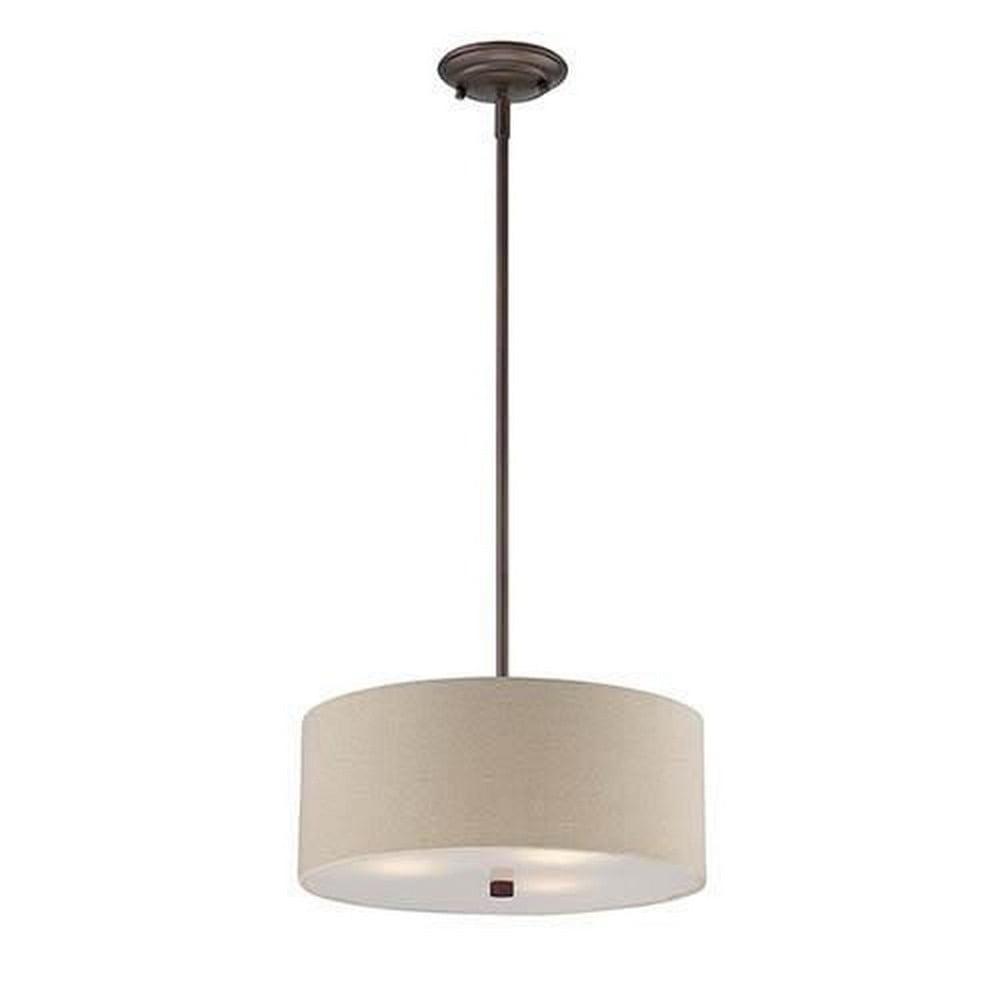 Jackson Rubbed Bronze Mini-Pendant Light with Glass Drum Shade